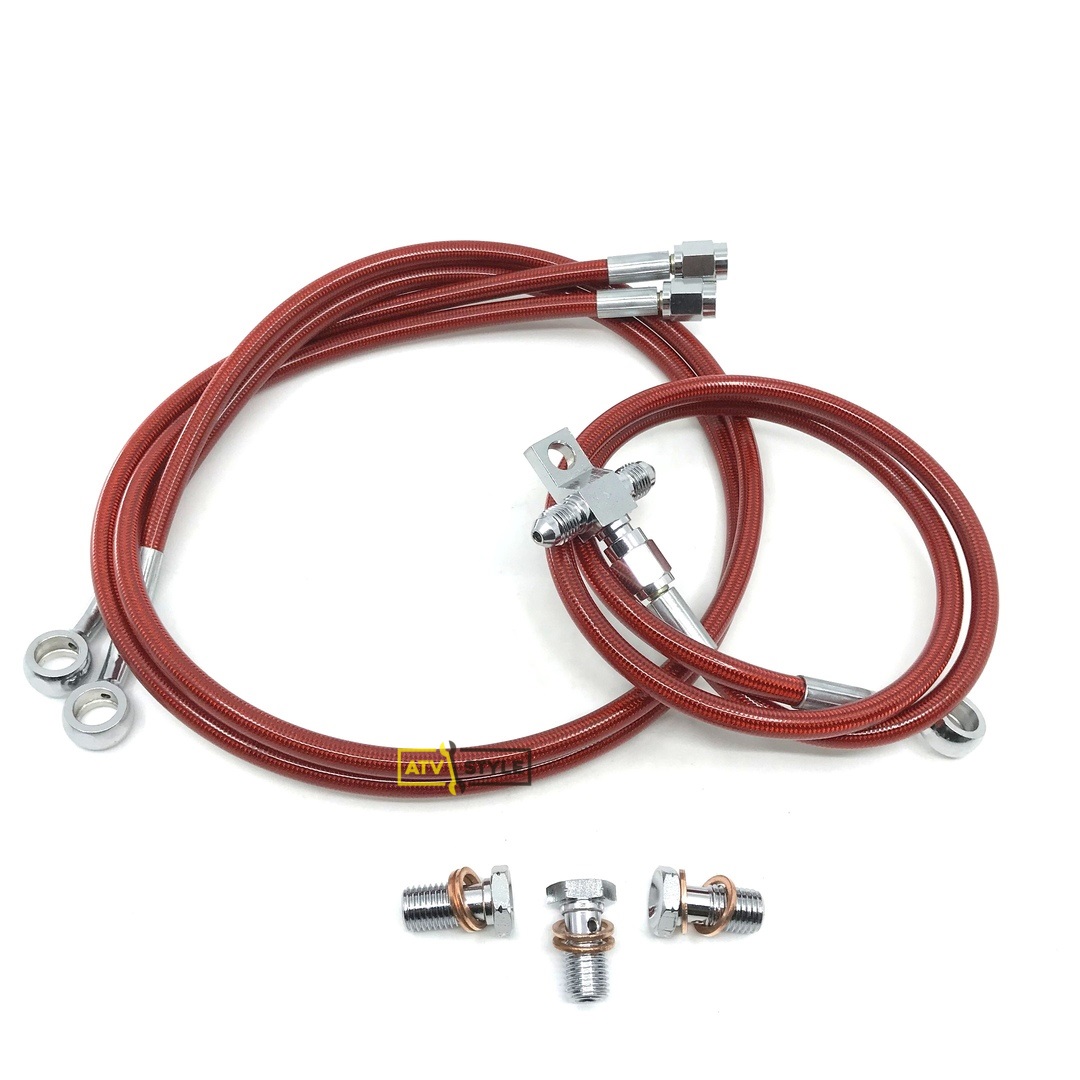 Передние армированные тормозные шланги YFZ450R+ 2'' красные