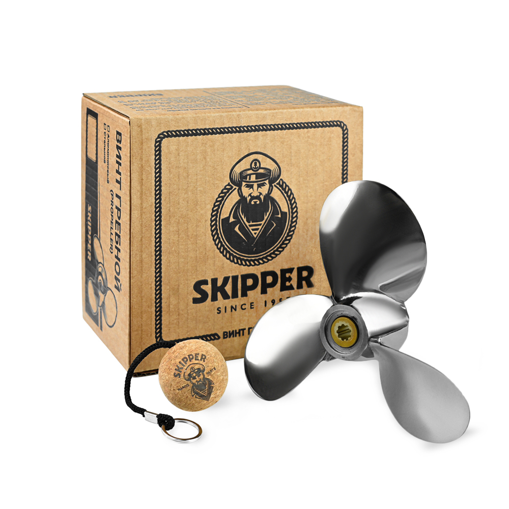 Винт гребной Skipper для Yamaha 4-6, диаметр 7-1/2" нержавеющий, лопастей - 3, шаг 8" sk6e0-45941-01-el-ss