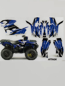 Графика AMR Racing Attack синяя для Yamaha Grizzly 2016+