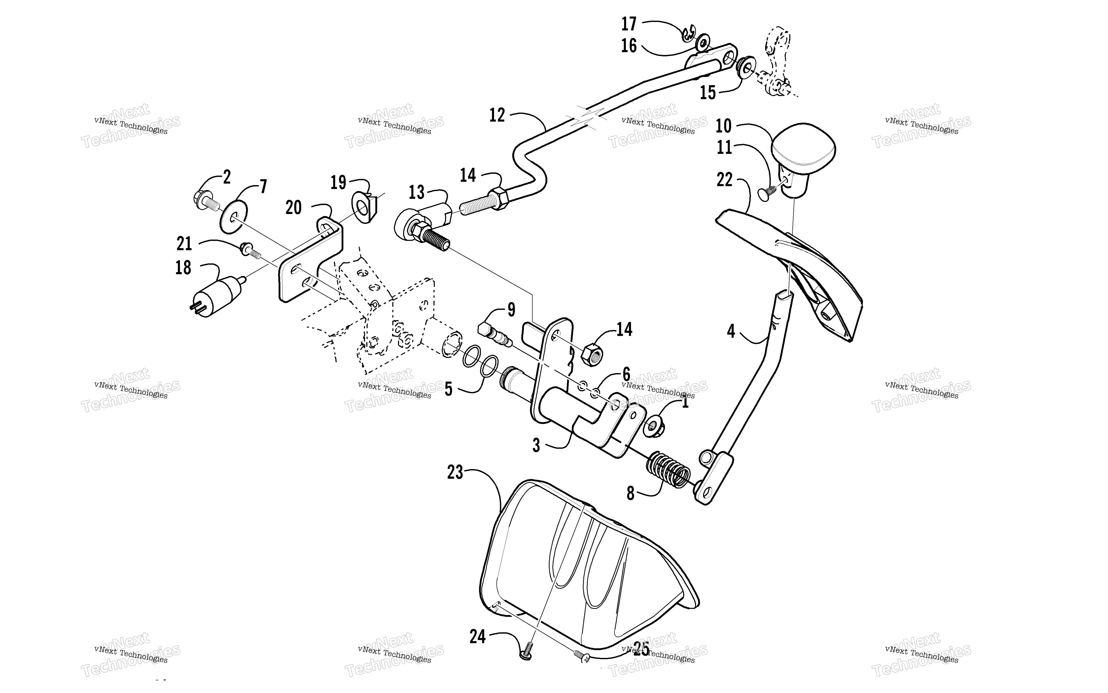 Задняя передача SHIFT LEVER ASSEMBLY