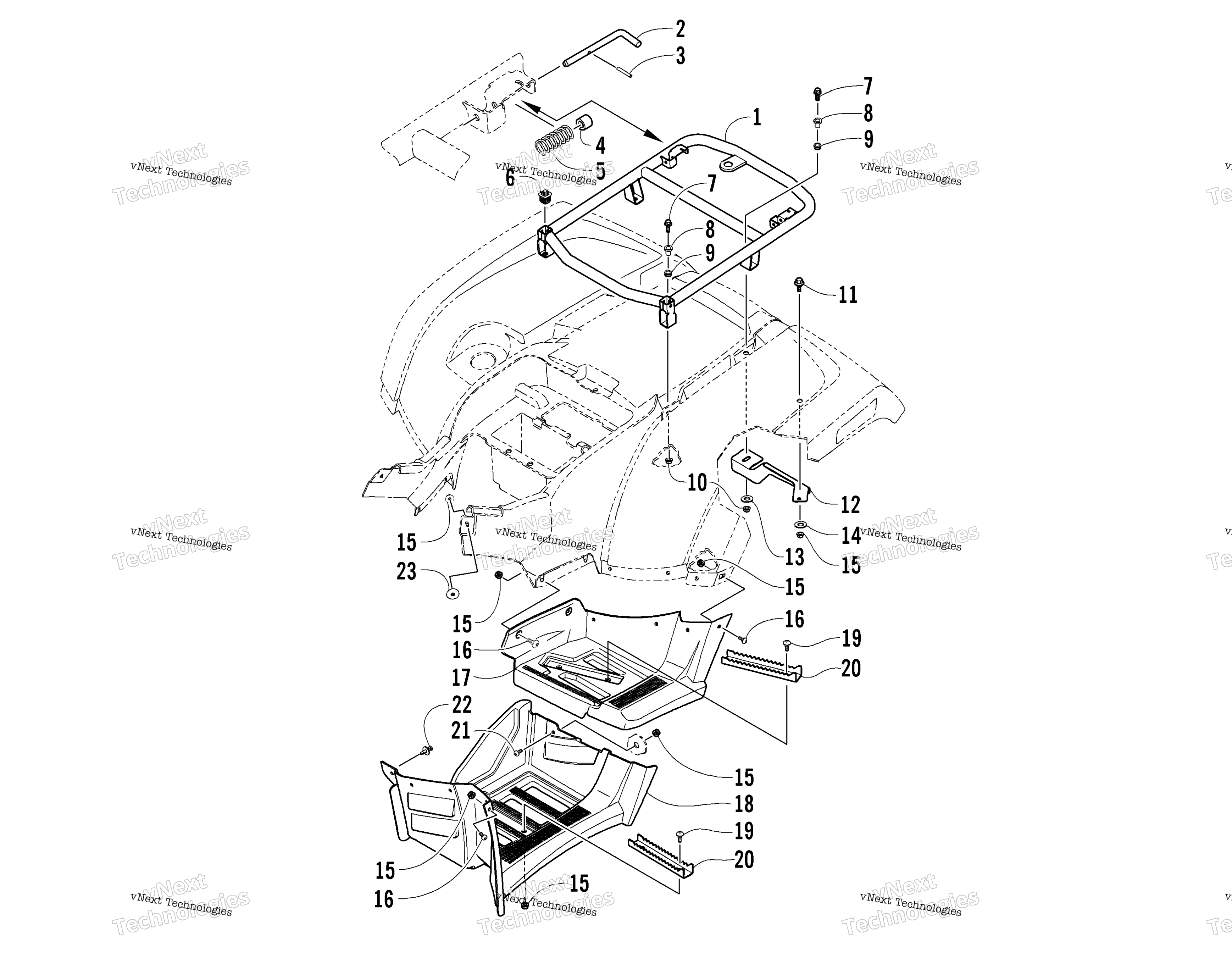 задний полка и FOOTWELL ASSEMBLIES