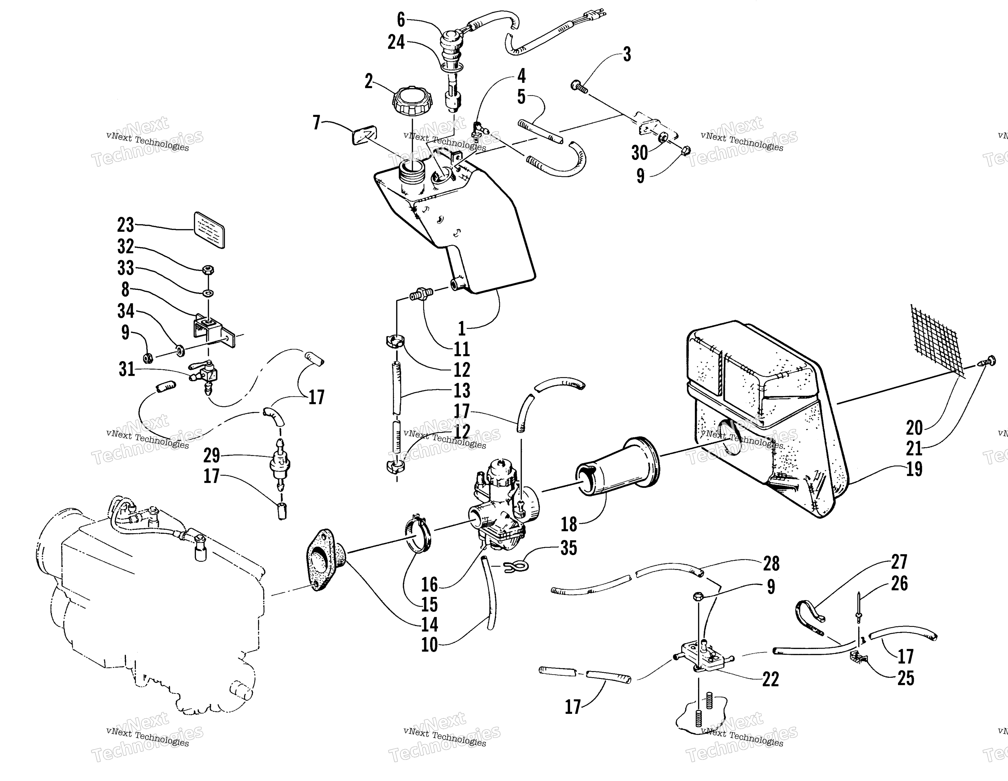 масляный Tank, Carburetor, топливный Pump, и Silencer