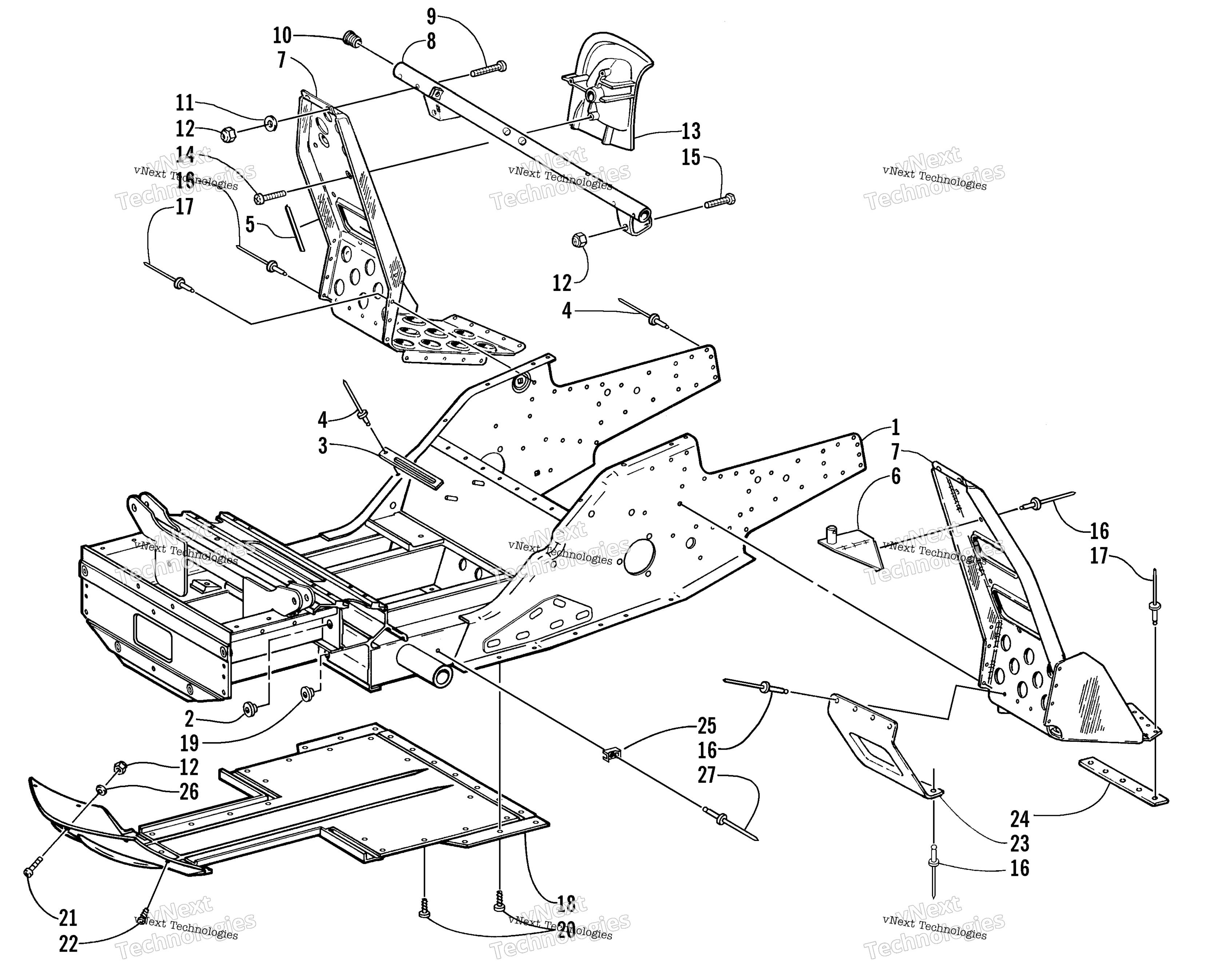 Передняя часть Frame And Footrest Assembly