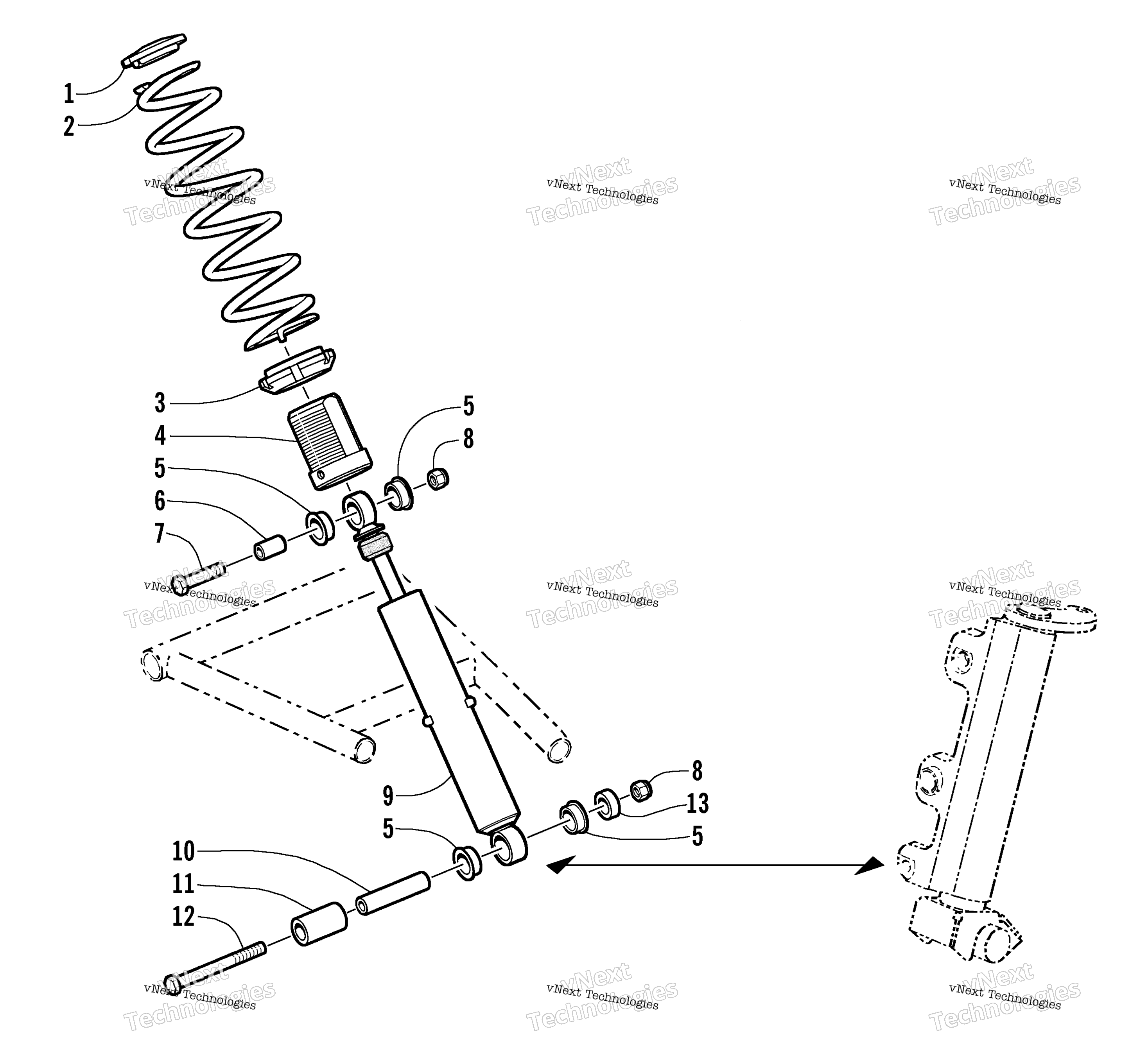 Передняя часть Suspension Shock Absorber Assembly