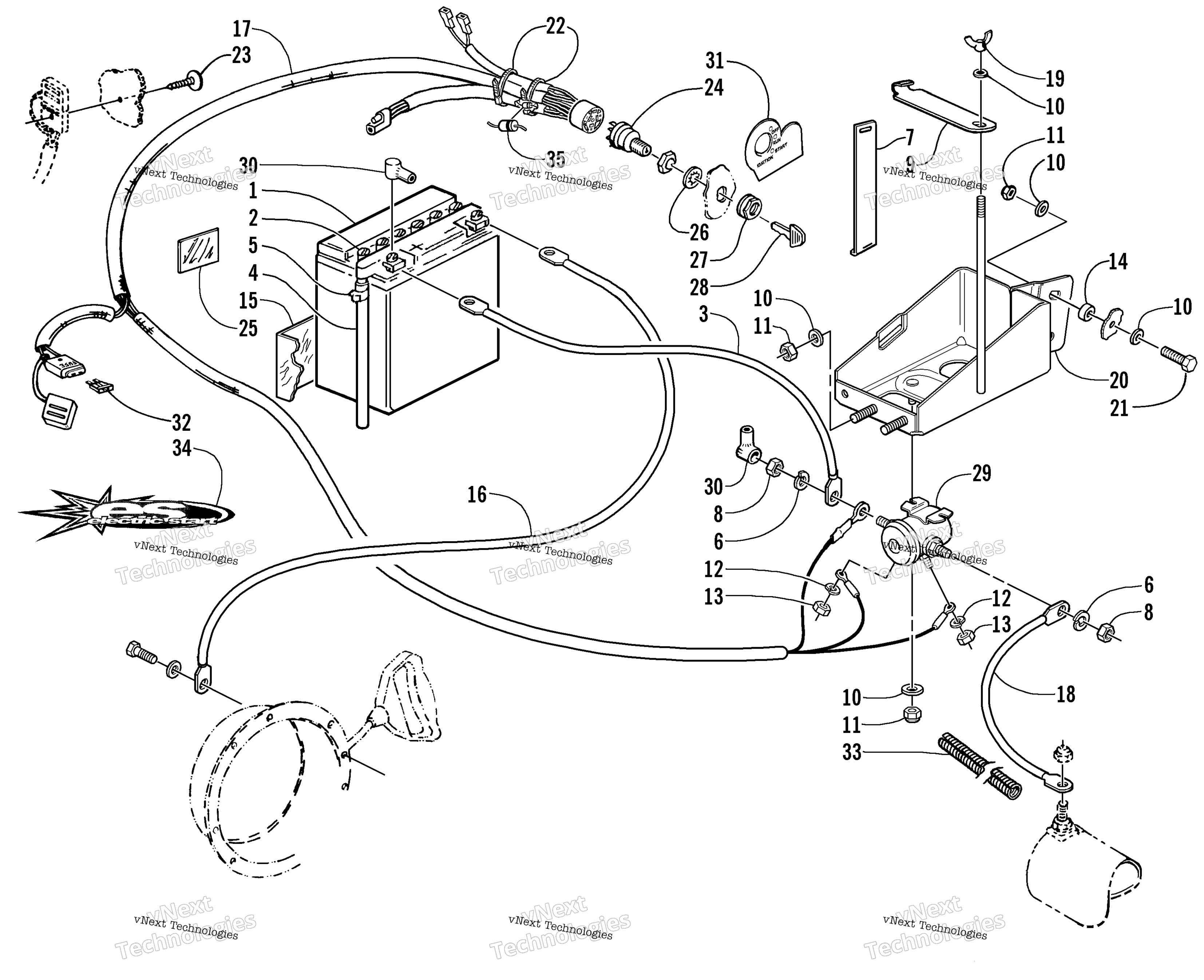 Battery, Solenoid, и Cables (Optional)