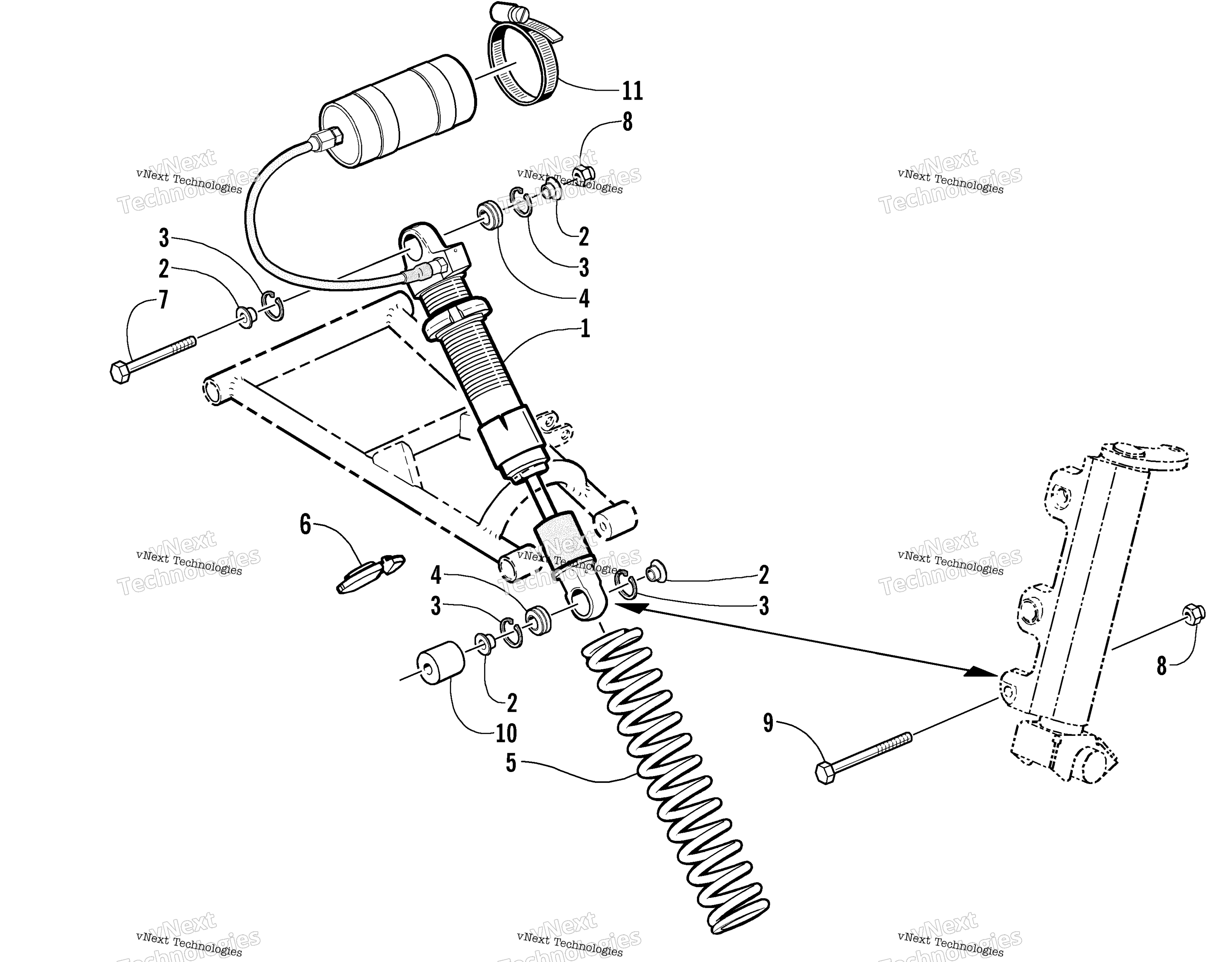 Передняя часть Suspension Shock Absorber Assembly