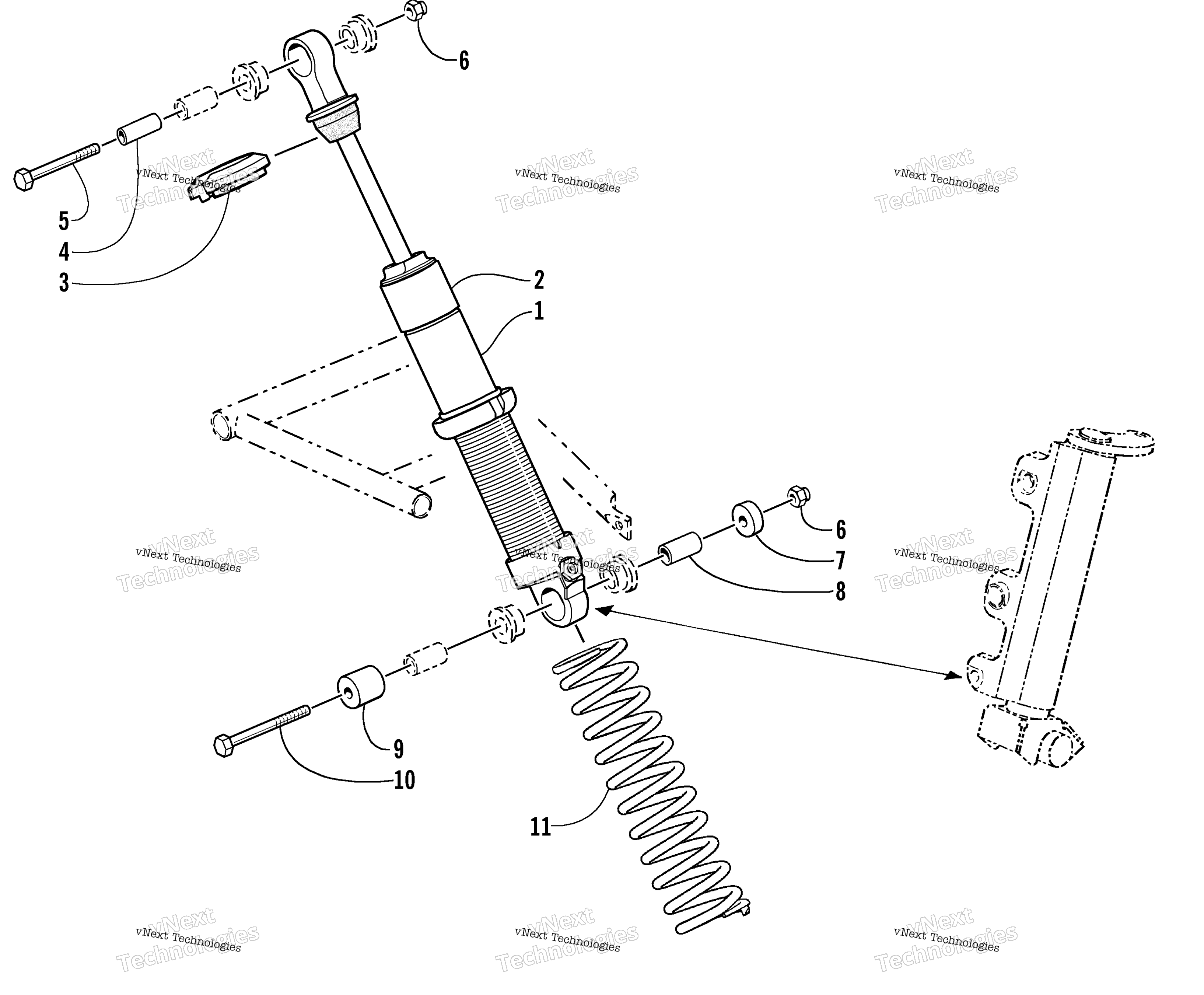 Передняя часть Suspension Shock Absorber Assembly