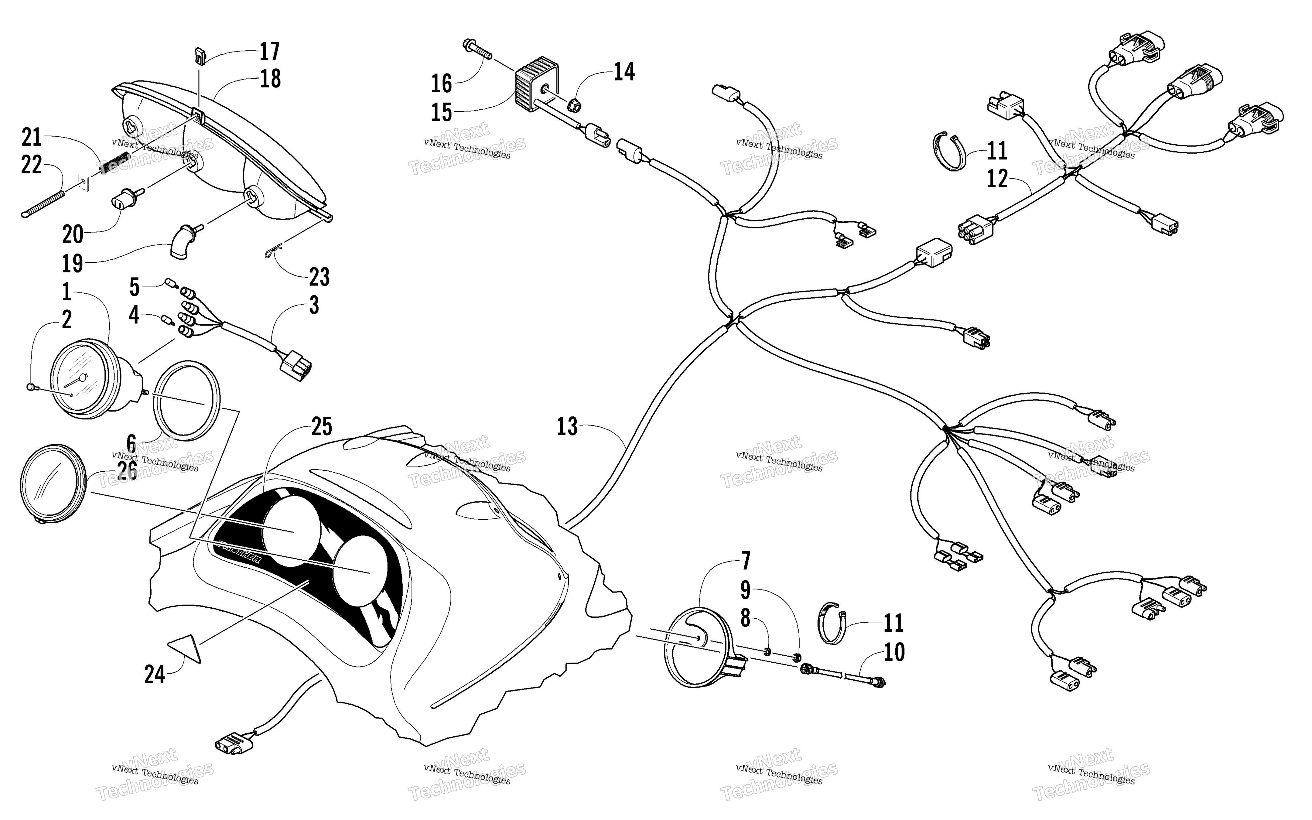 Headlight, Instruments, и Wiring Assemblies