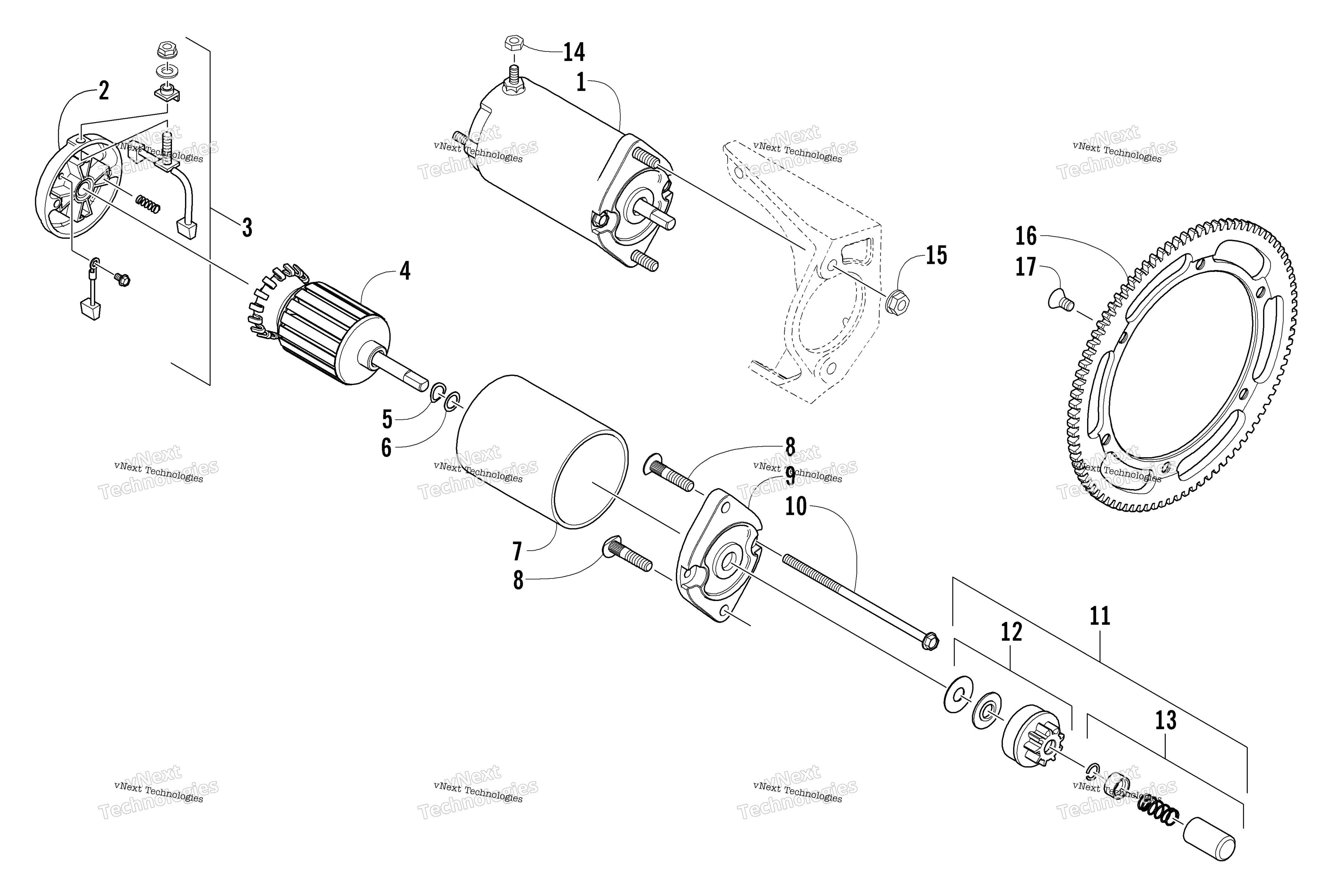 Электрооборудование Start - Starter Motor Assembly (Optional)