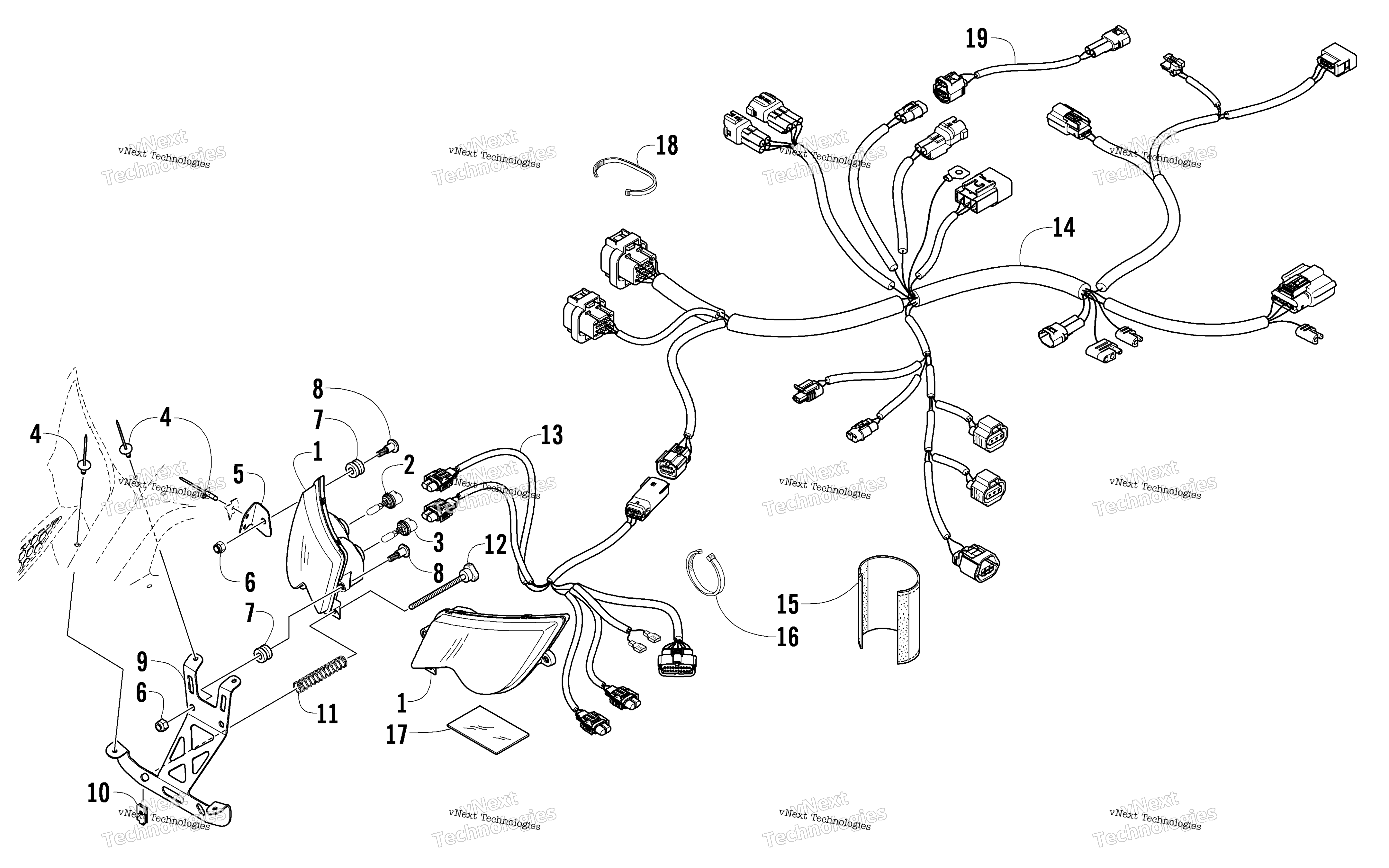 Фара And Wiring Assembly