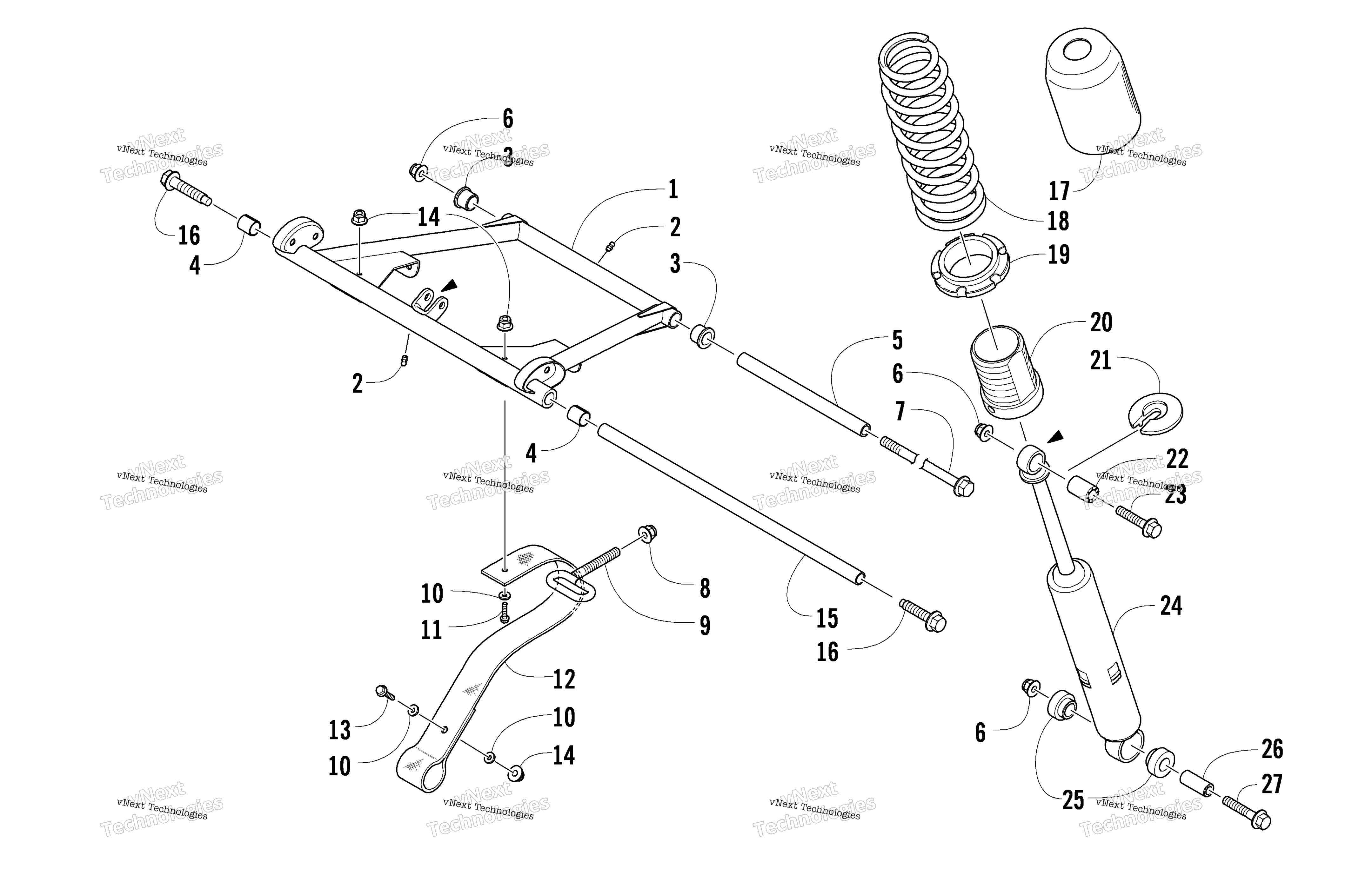 Задняя часть Suspension Front Arm Assembly