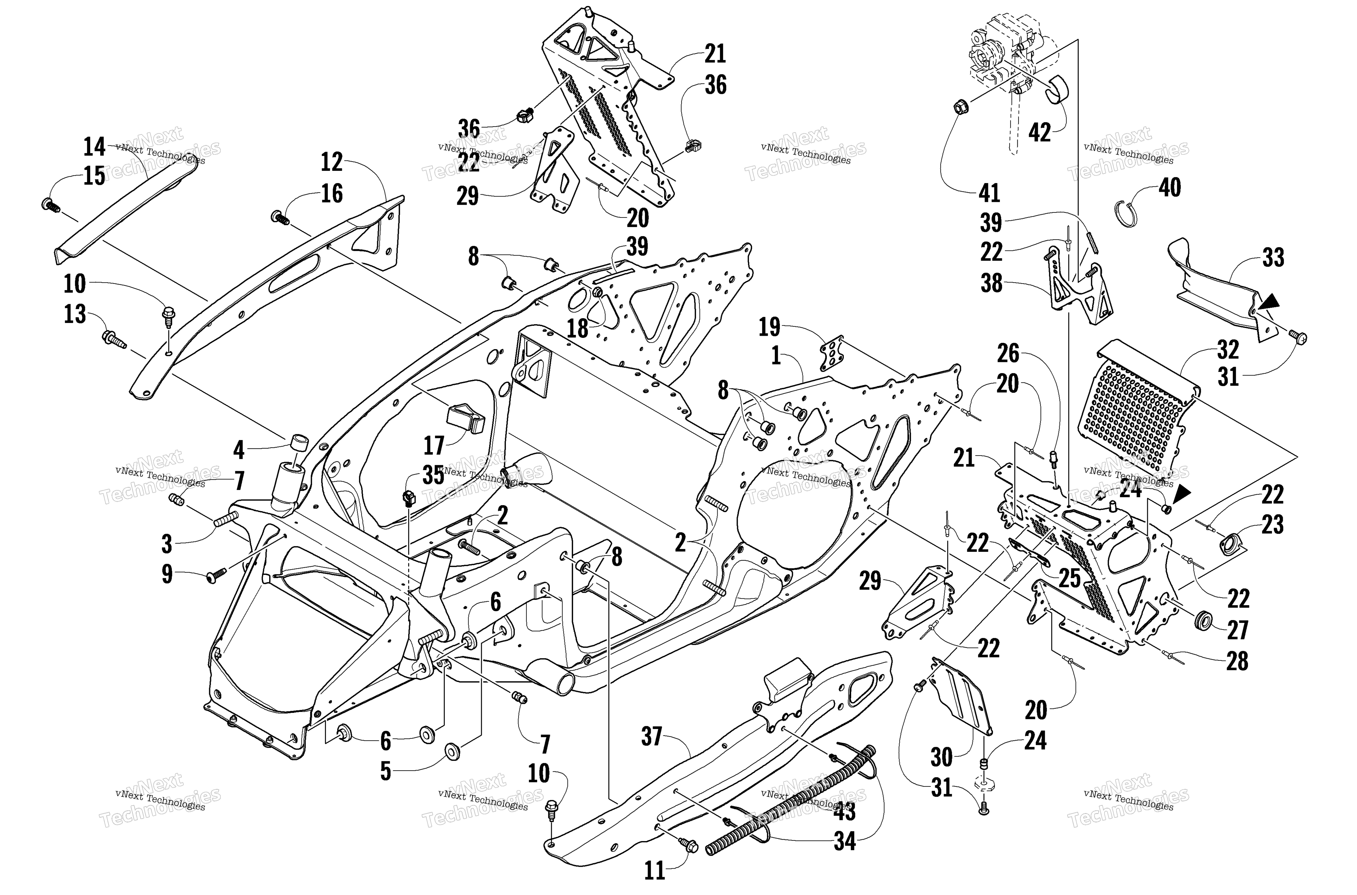 Передняя часть Frame And Footrest Assembly