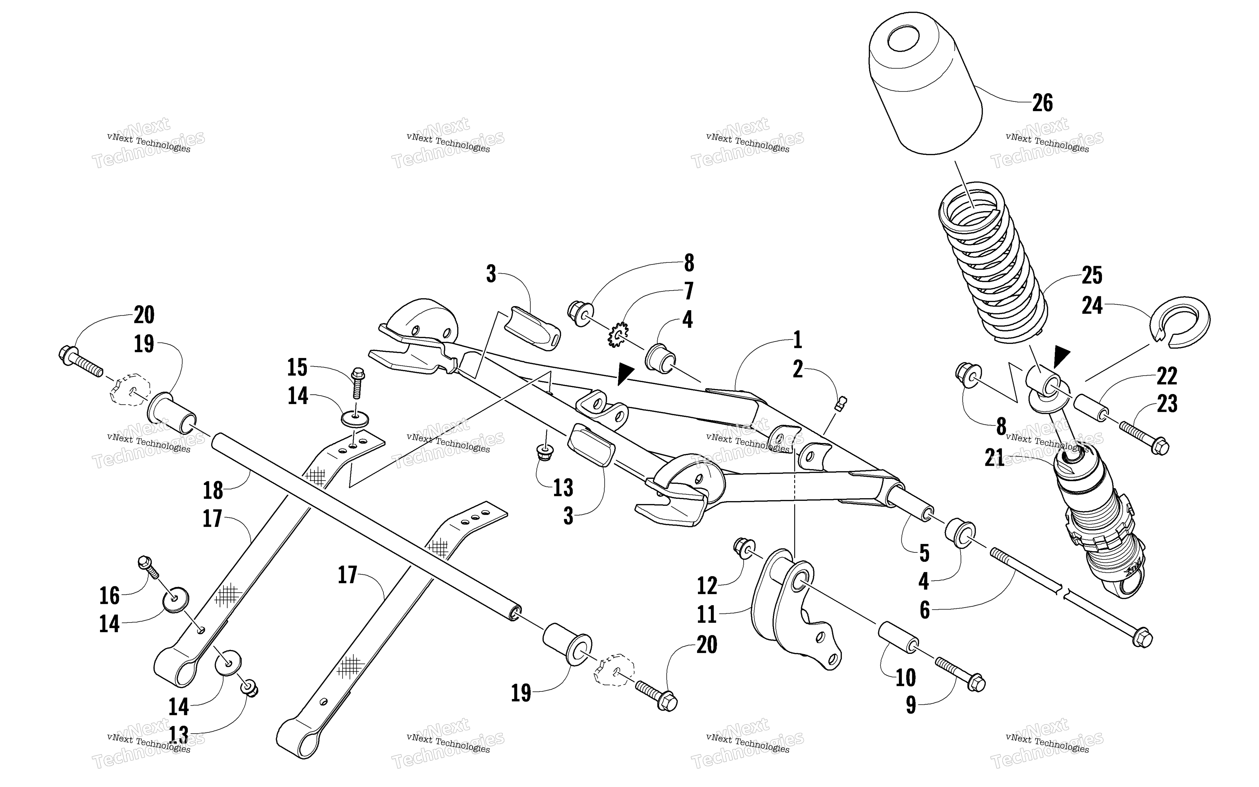 Задняя часть Suspension Front Arm Assembly