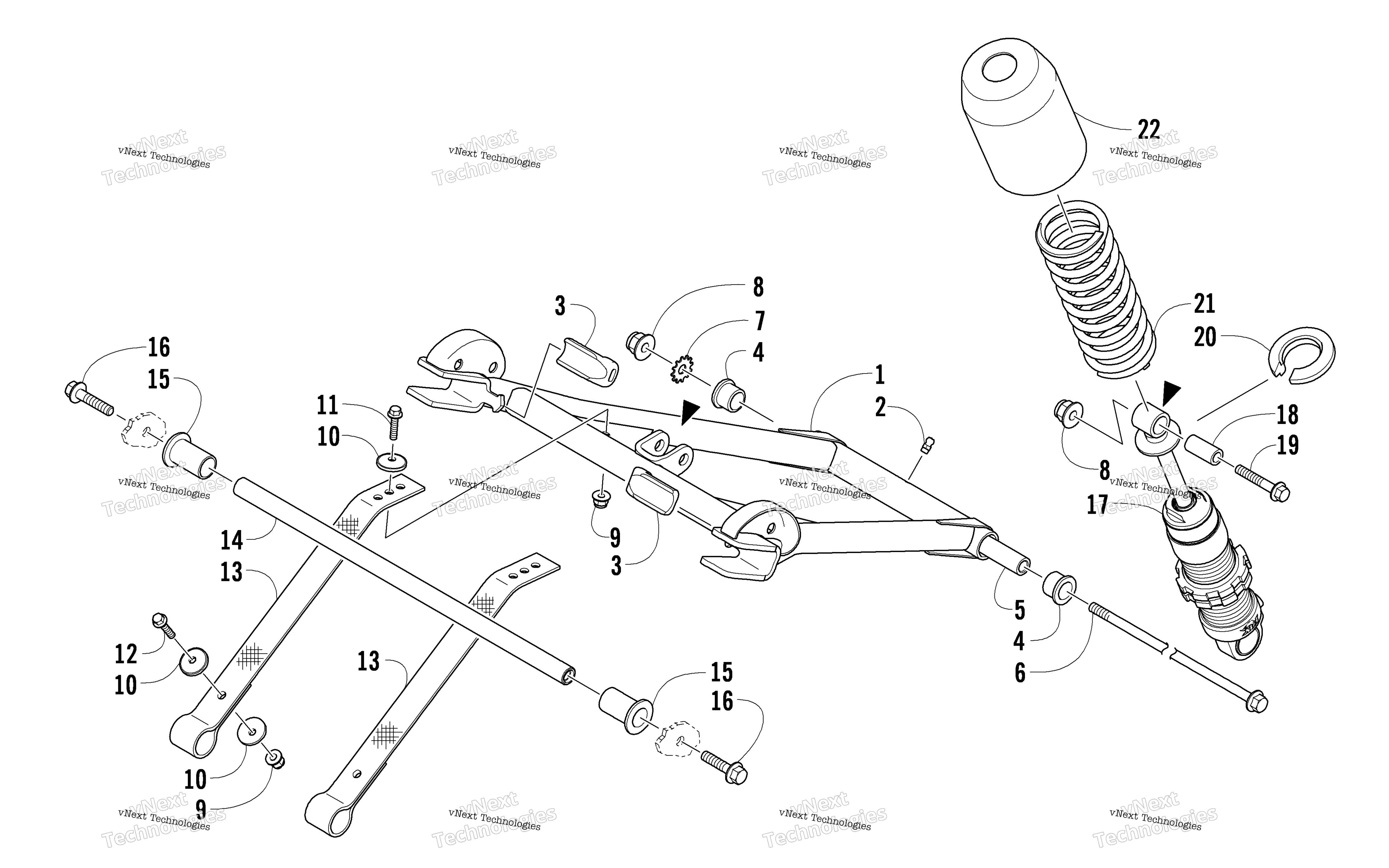 Задняя часть Suspension Front Arm Assembly