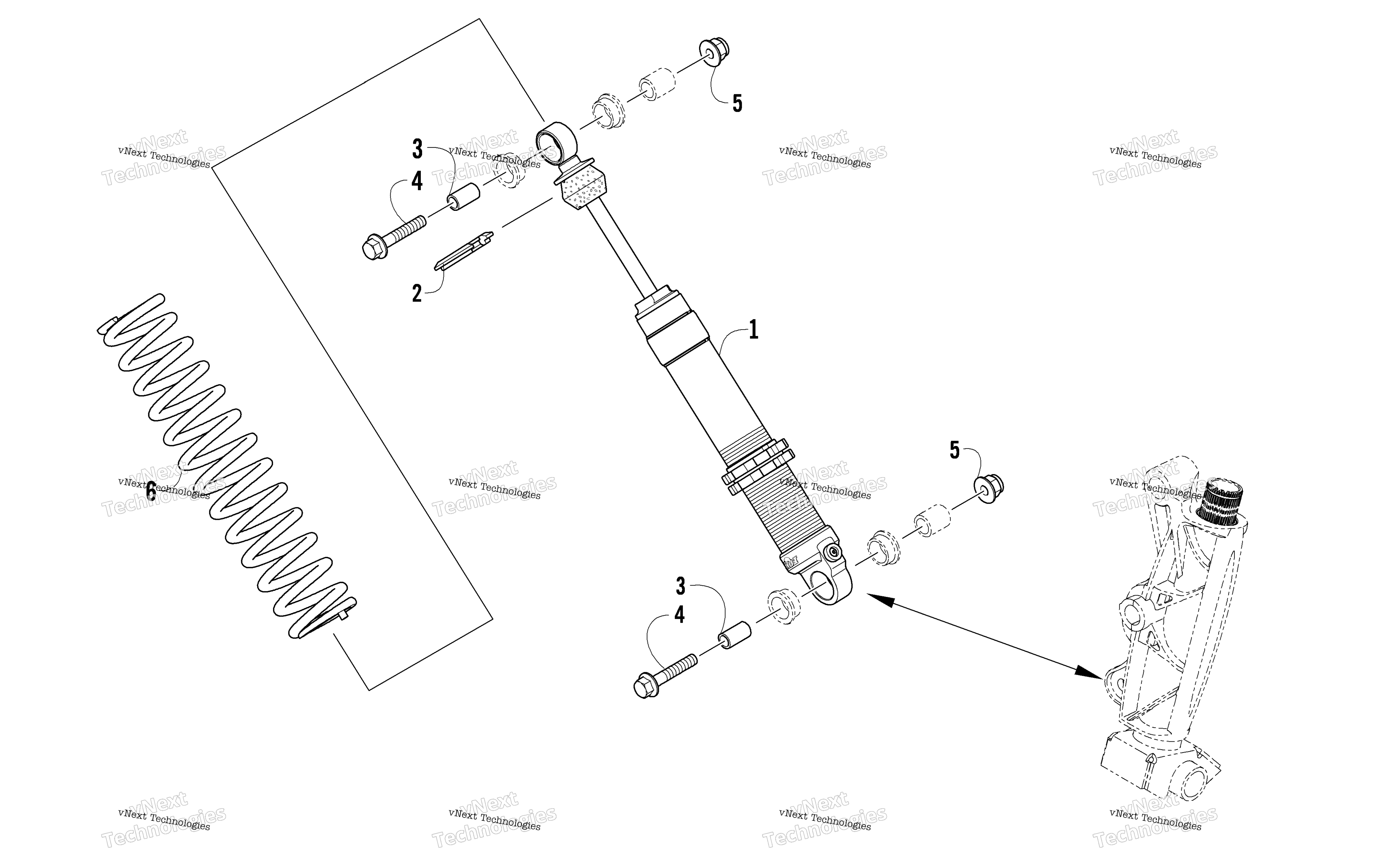 Передняя часть Suspension Shock Absorber Assembly