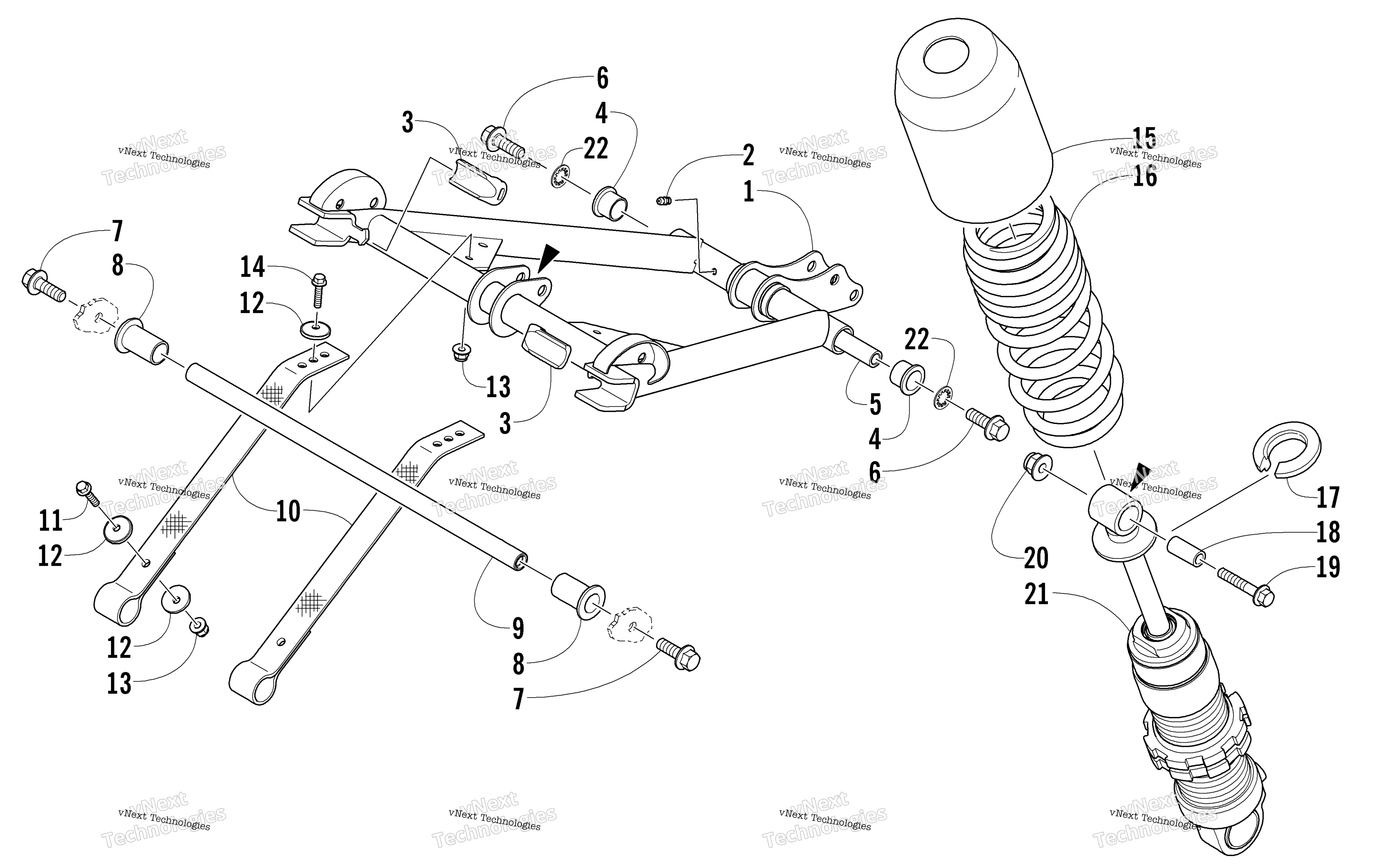 Задняя часть Suspension Front Arm Assembly