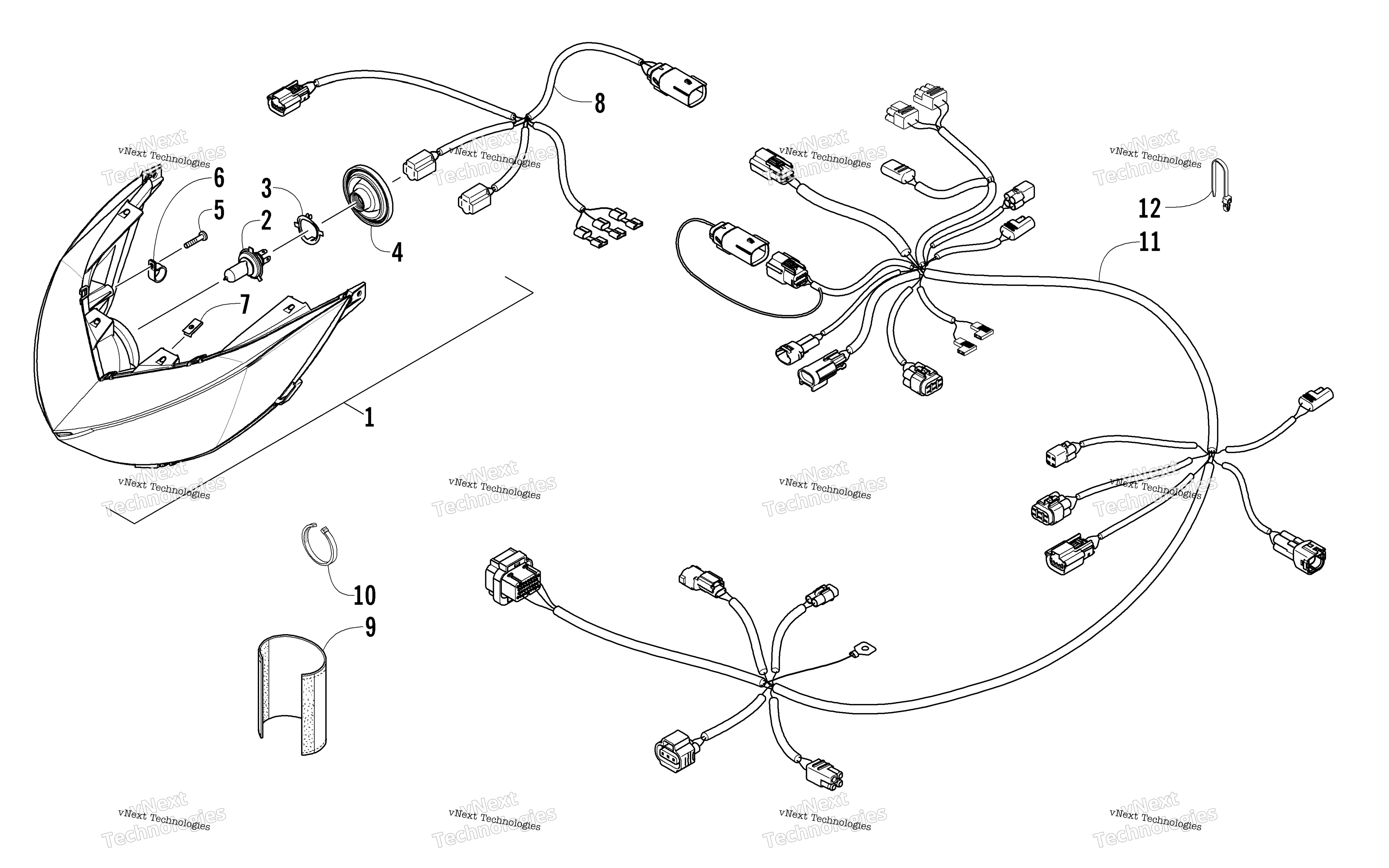 Фара And Wiring Assembly