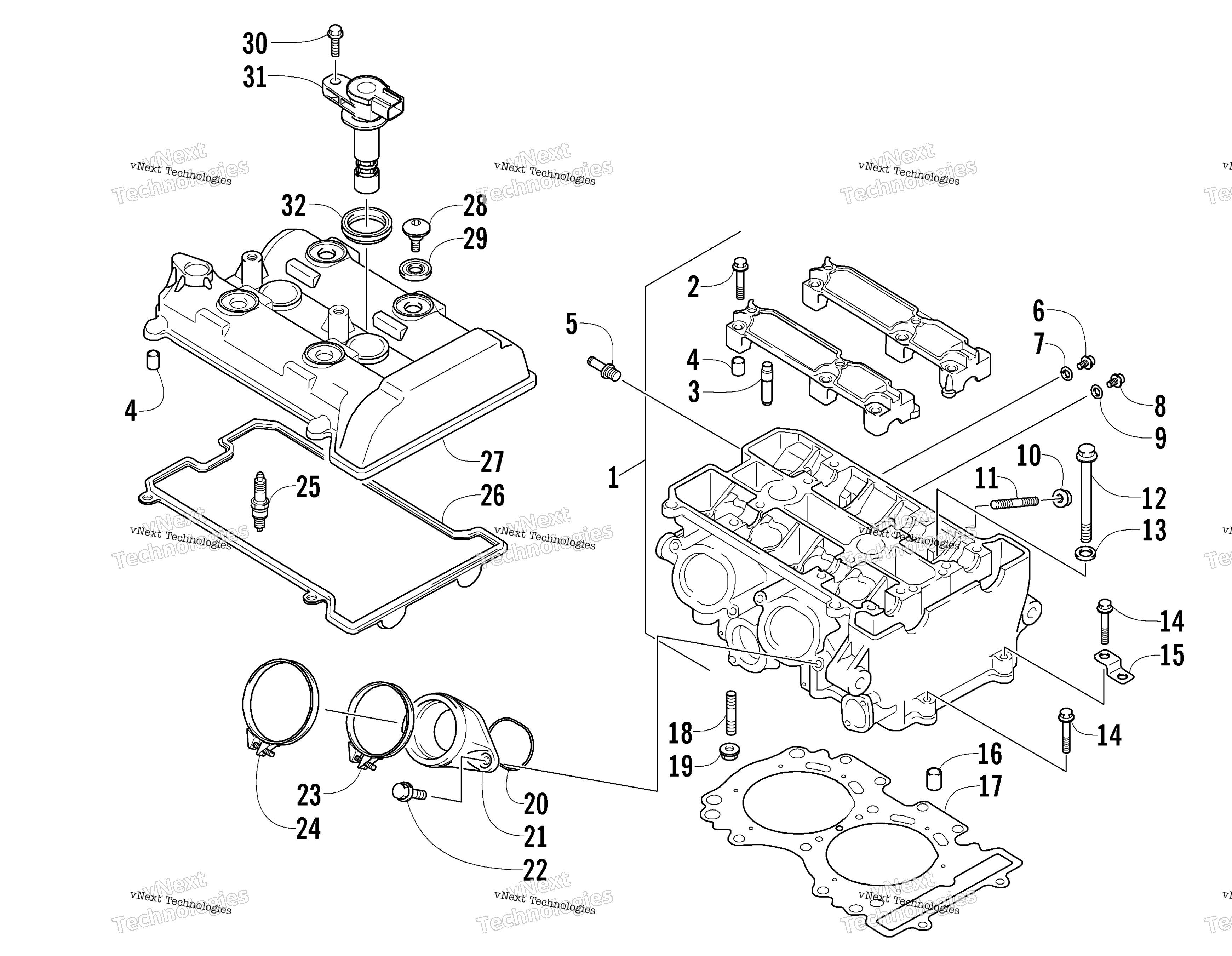 Цилиндр Head And Intake Flange Assembly