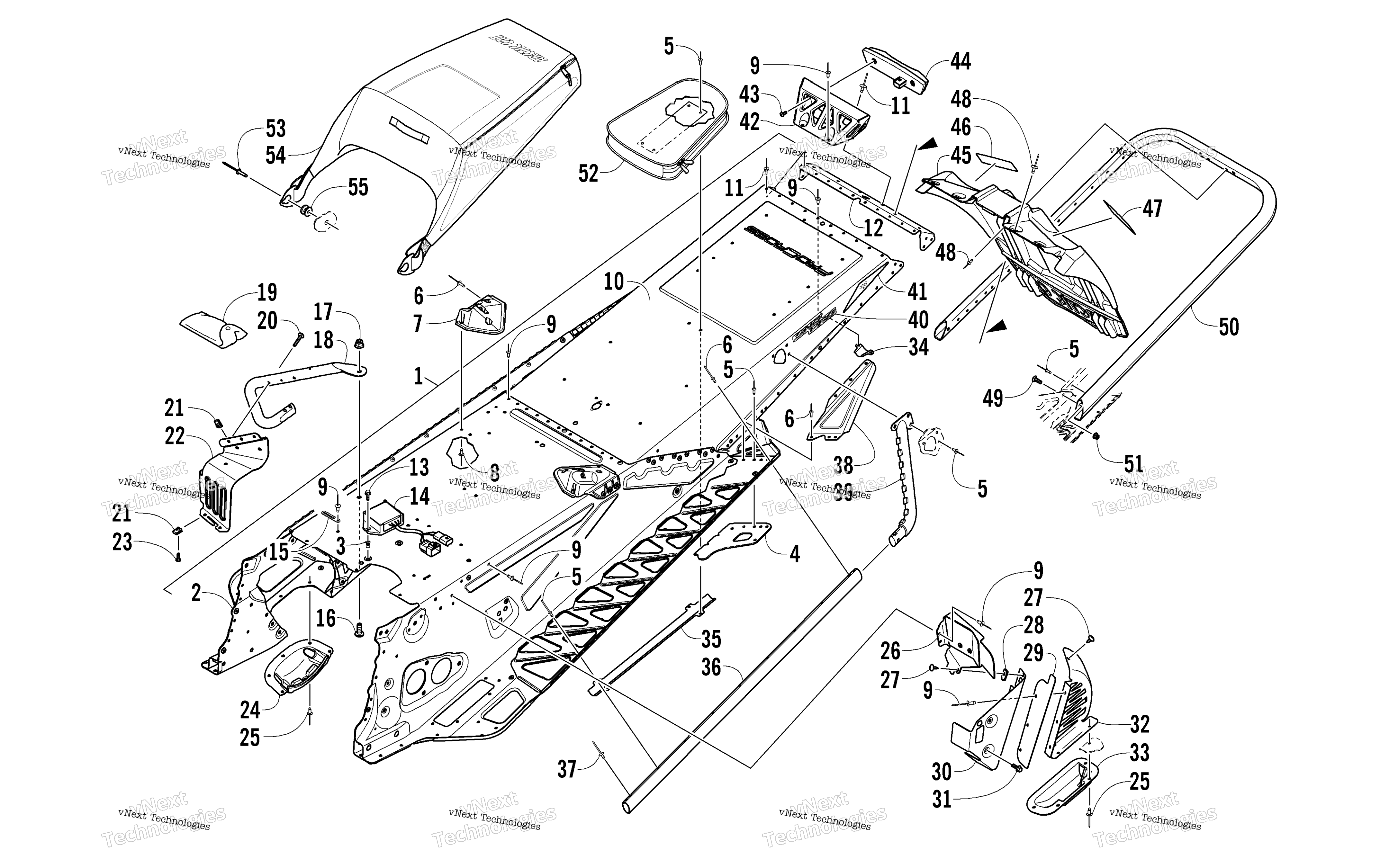 Tunnel, задний Bumper, и Snowflap узел