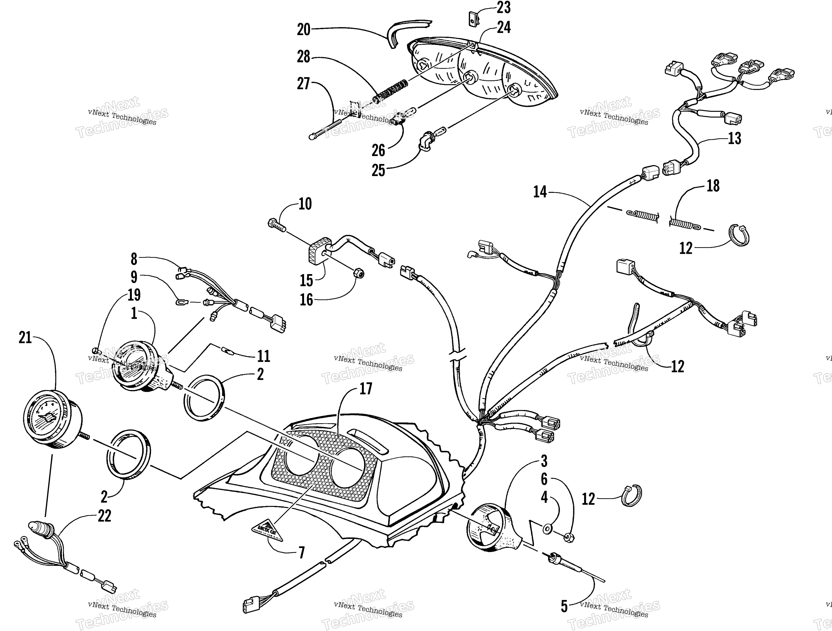Headlight, Instruments, и Wiring Assemblies