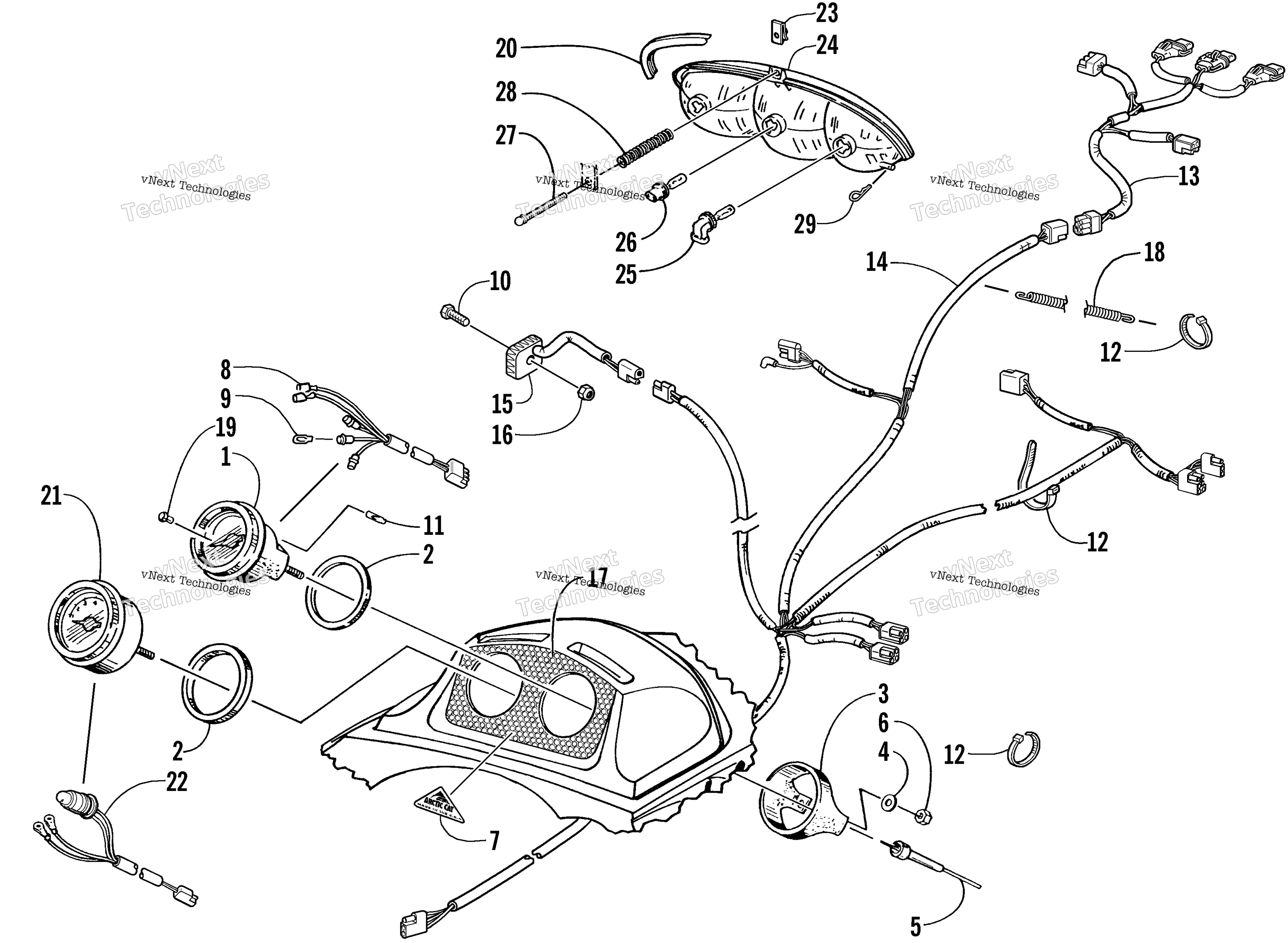Headlight, Instruments, и Wiring Assemblies