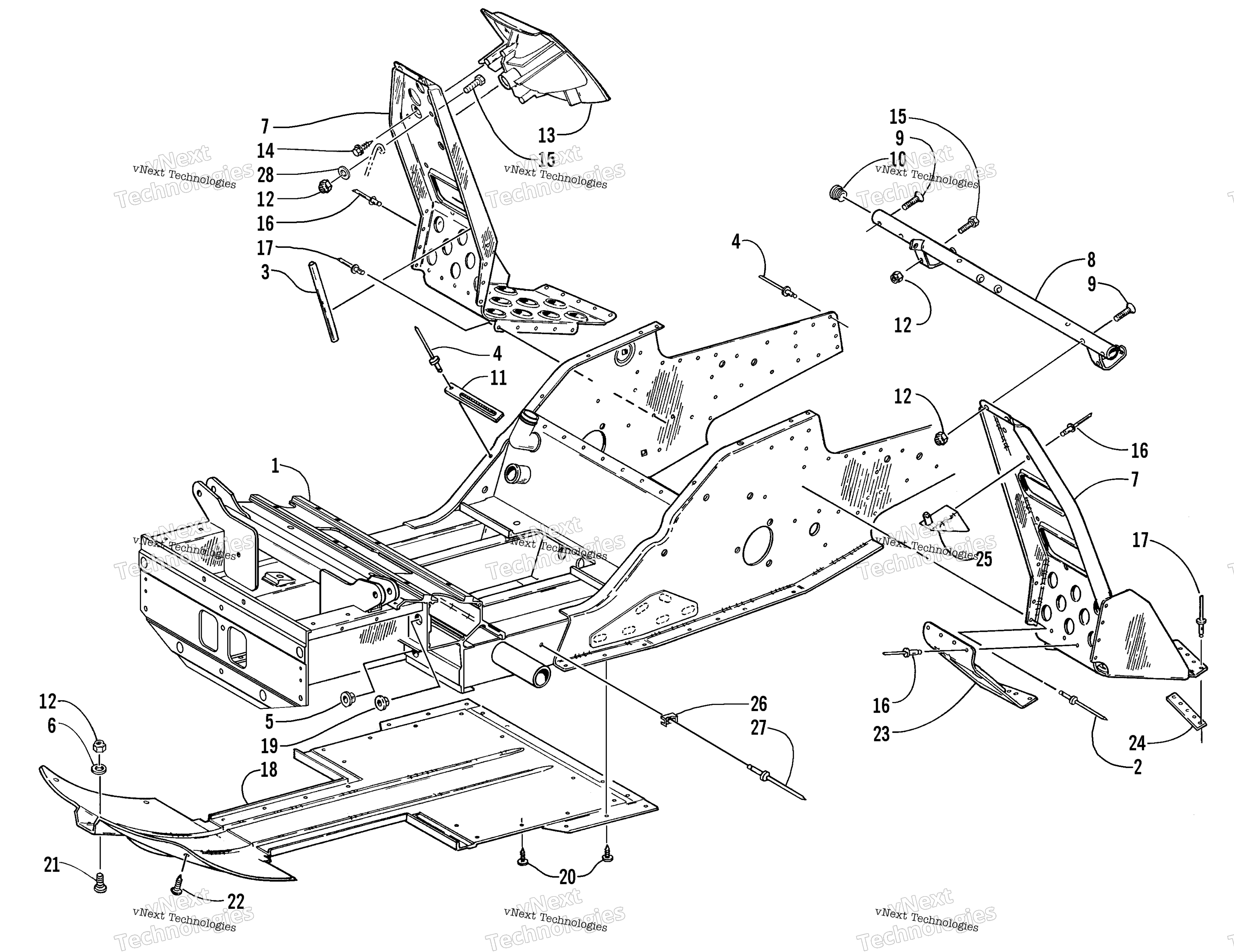 Передняя часть Frame And Footrest Assembly