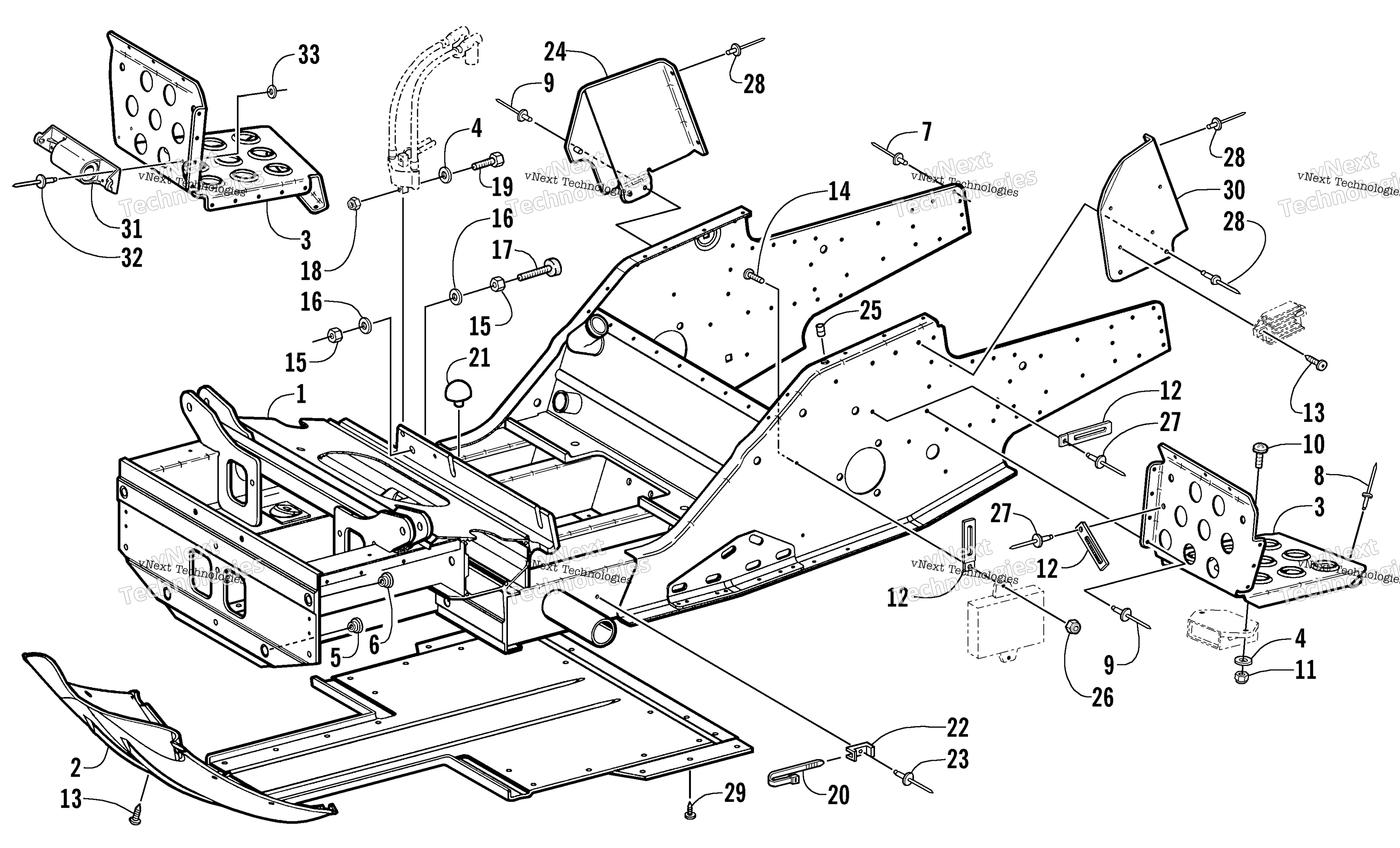 Передняя часть Frame And Footrest Assembly