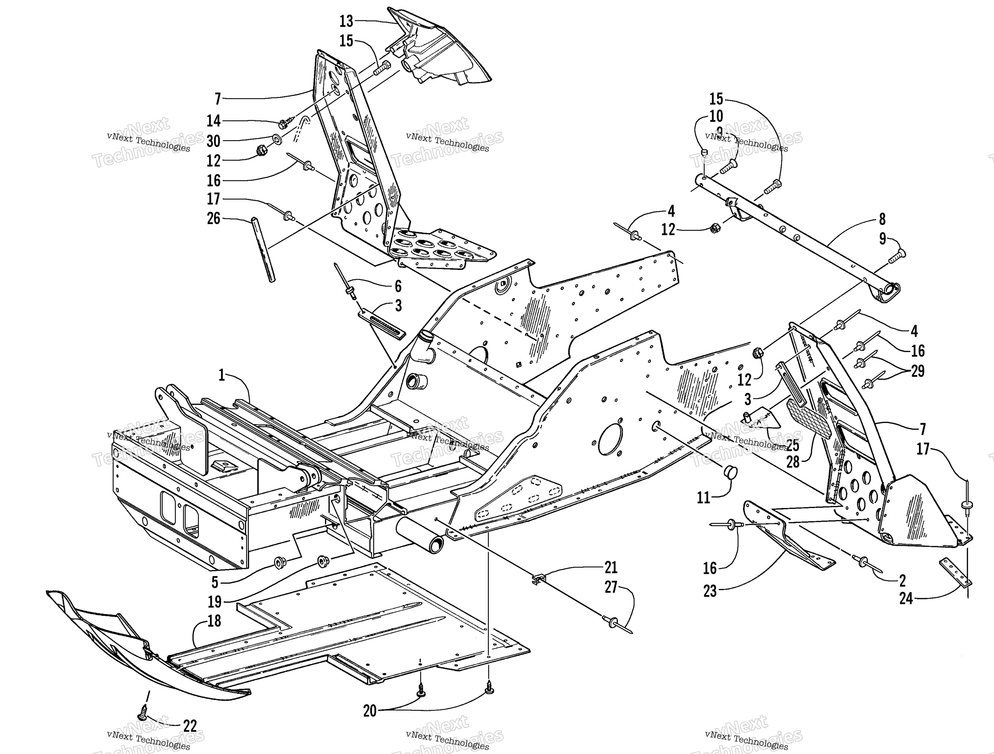 Передняя часть Frame And Footrest Assembly (Le)