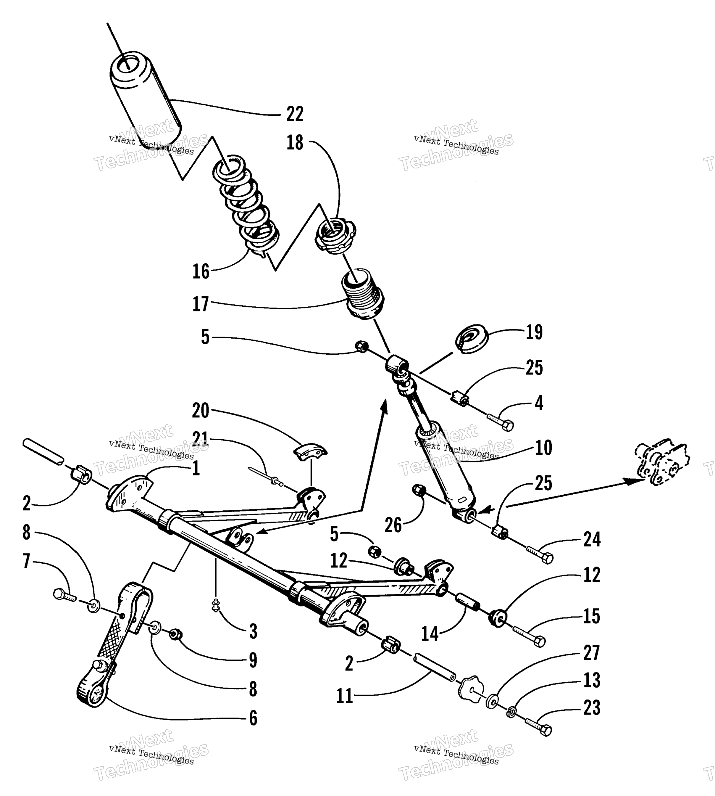 Задняя часть Suspension Front Arm Assembly