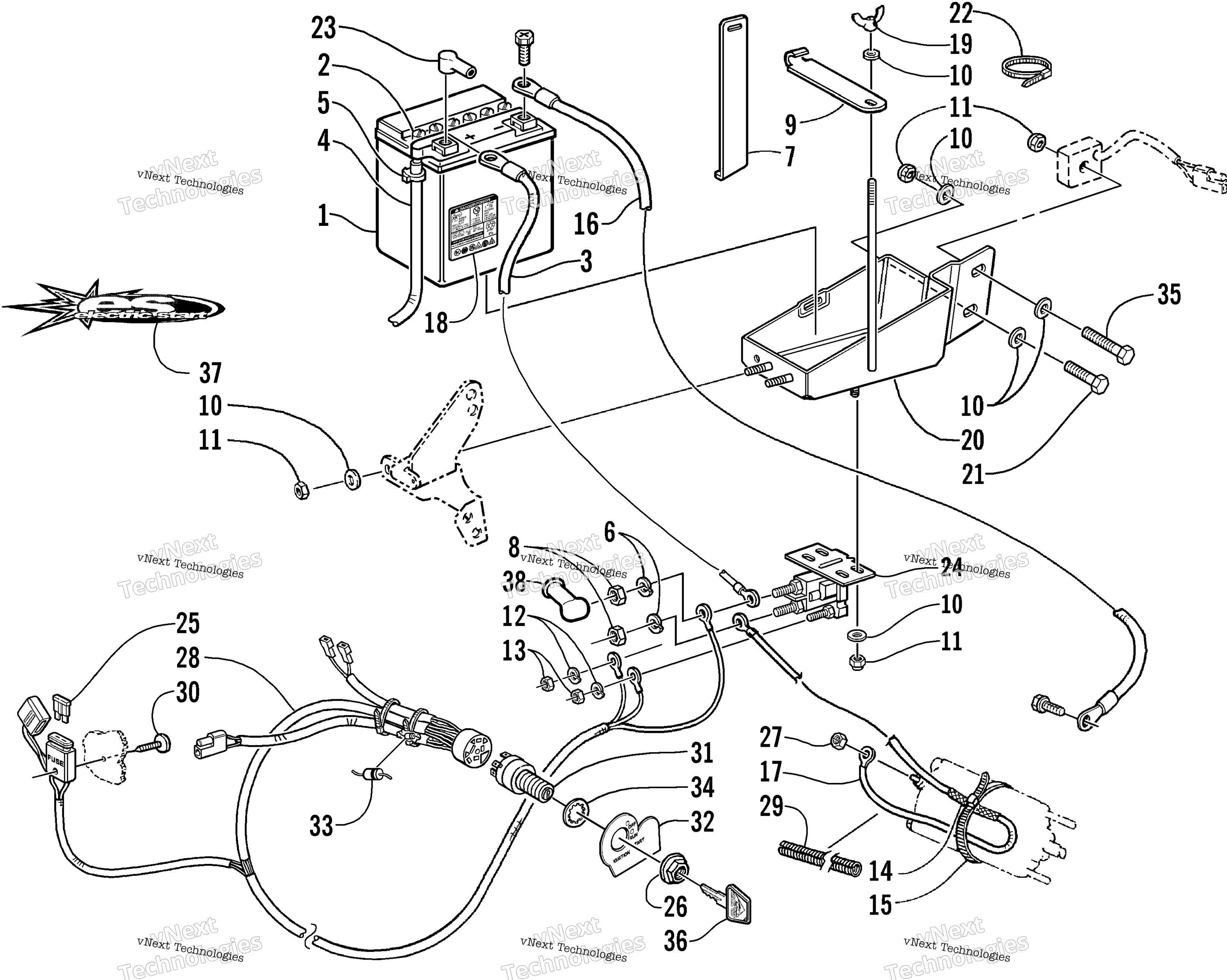 Battery, Solenoid, и Cables (Optional)