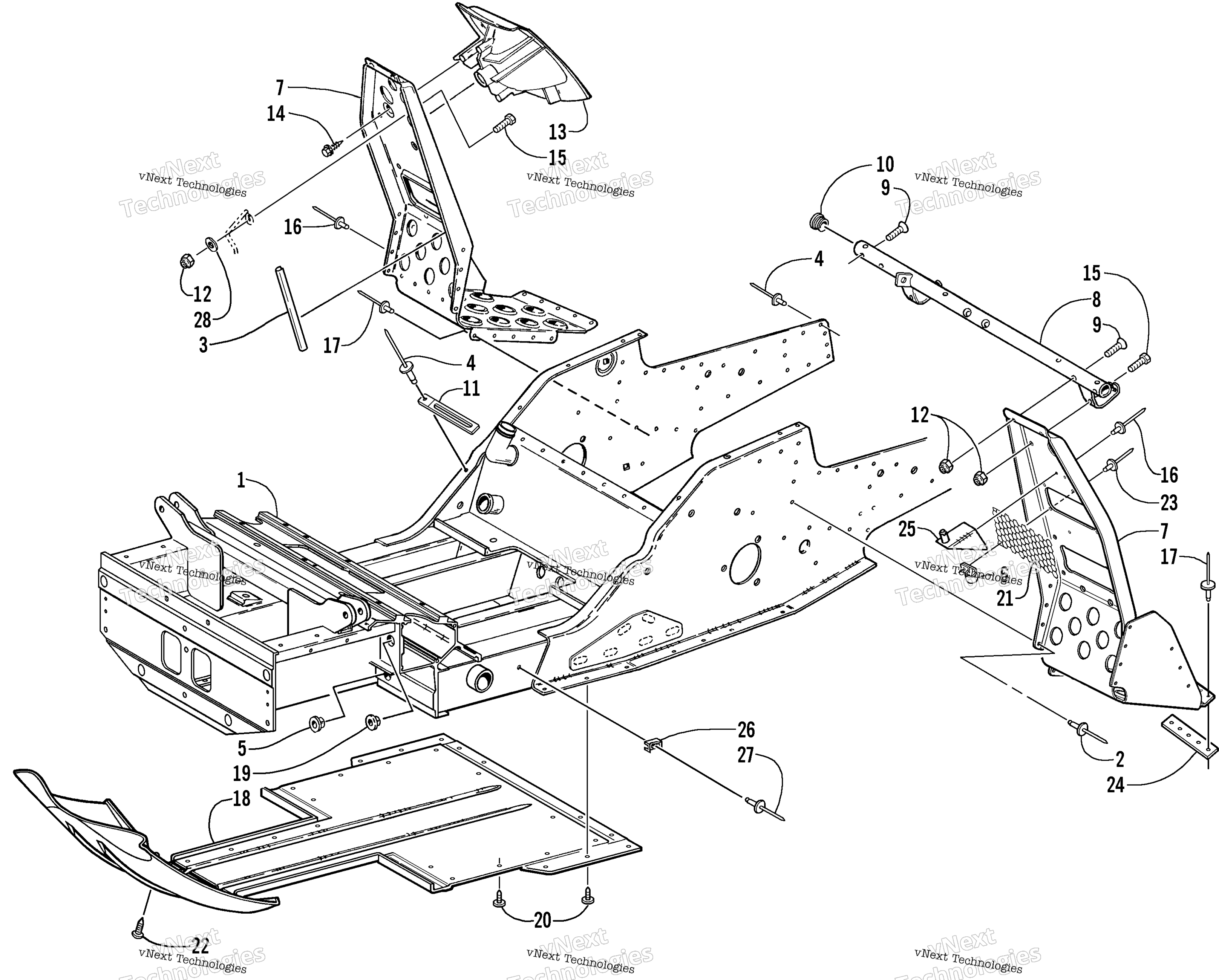 Передняя часть Frame And Footrest Assembly