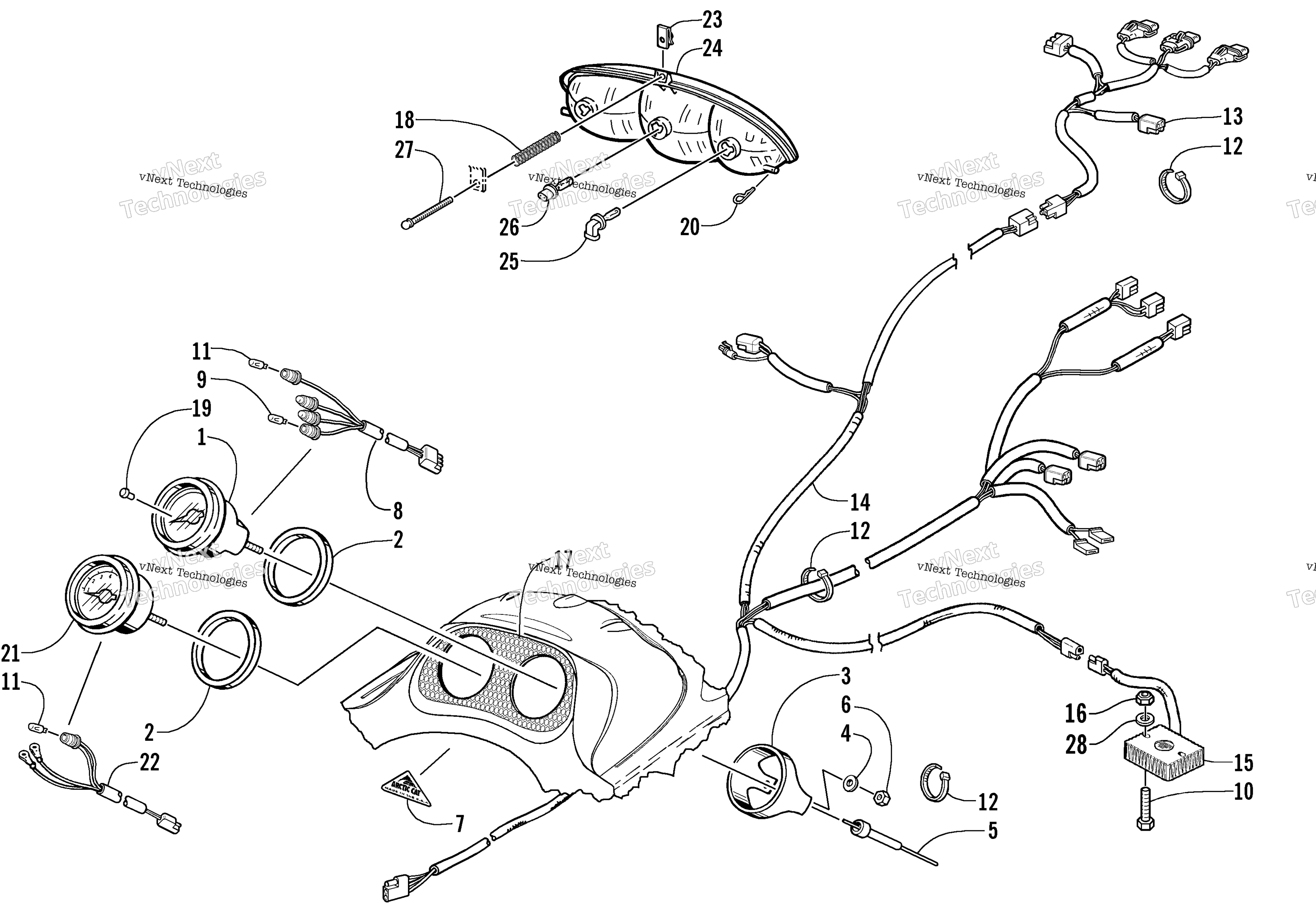 Headlight, Instruments, и Wiring Assemblies