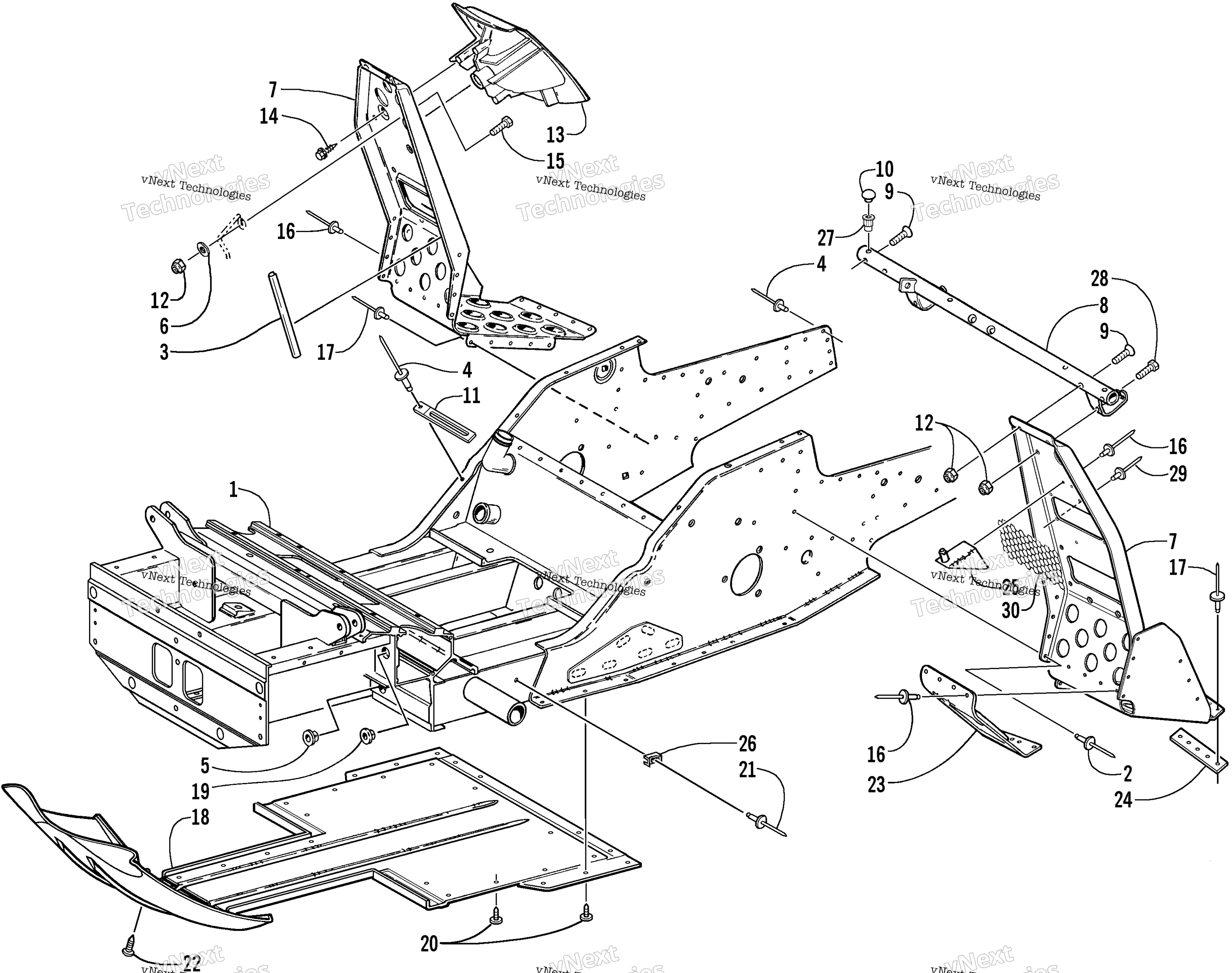 Передняя часть Frame And Footrest Assembly