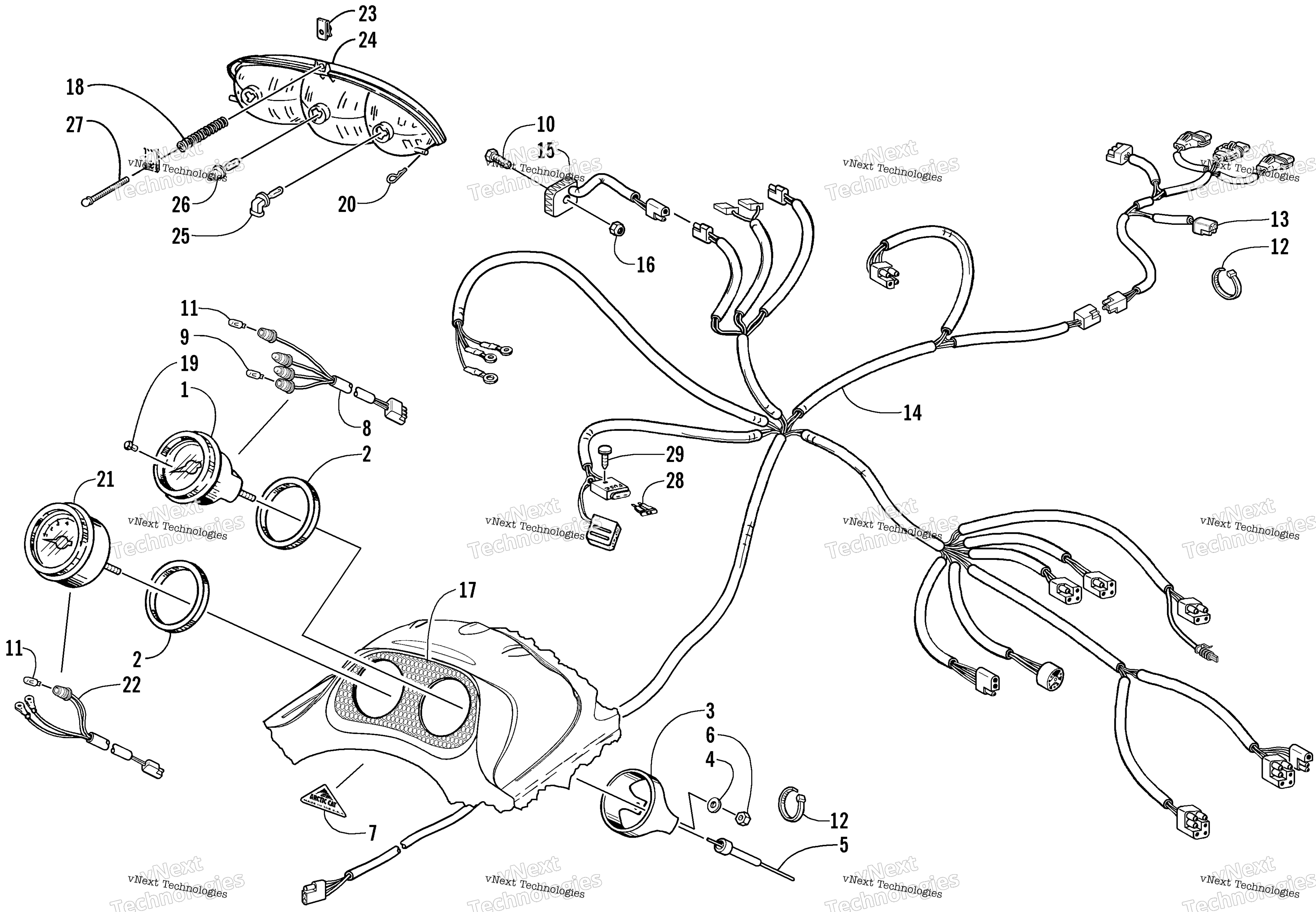 Headlight, Instruments, и Wiring Assemblies