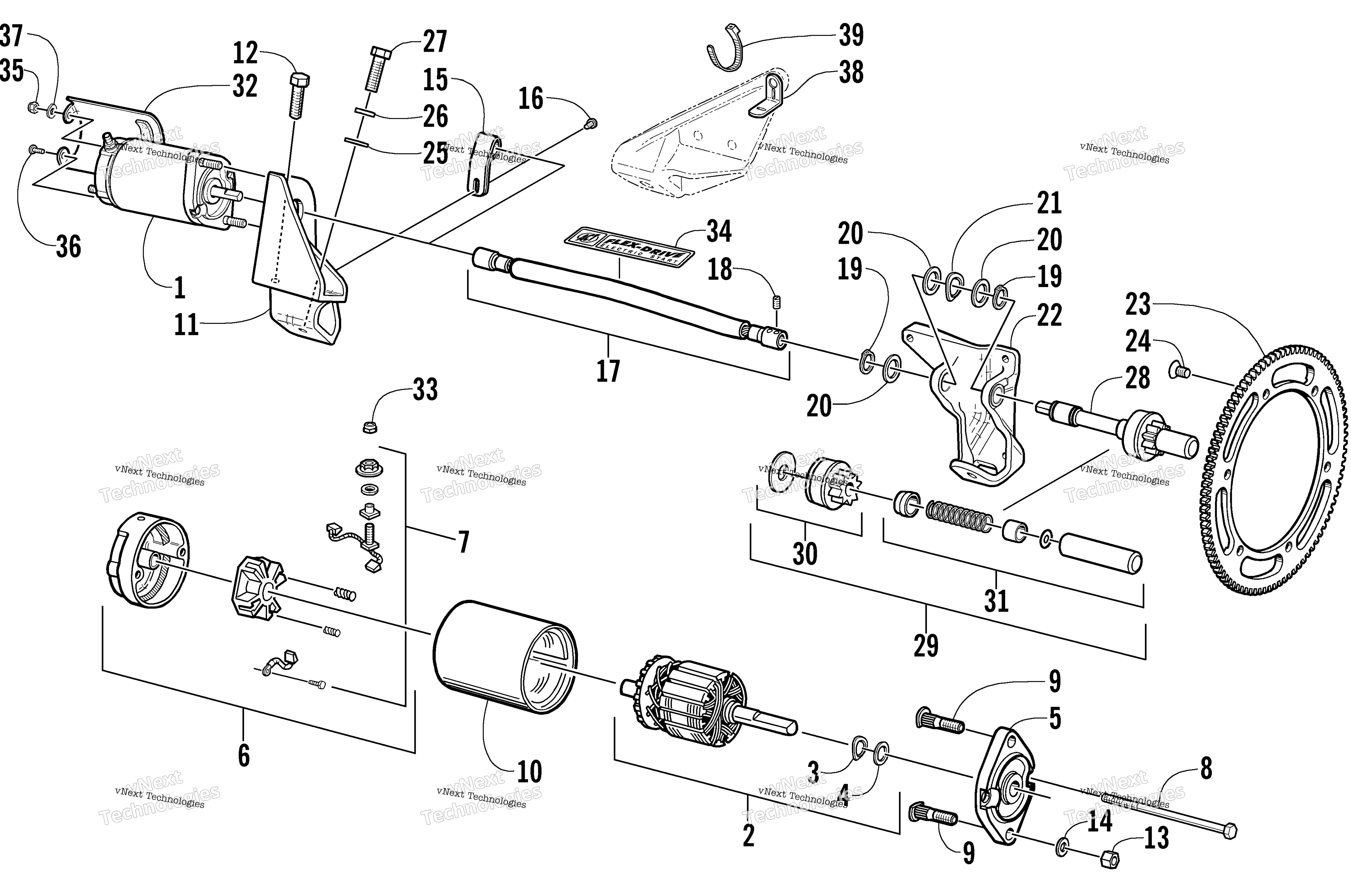Flex привод Starter Motor узел