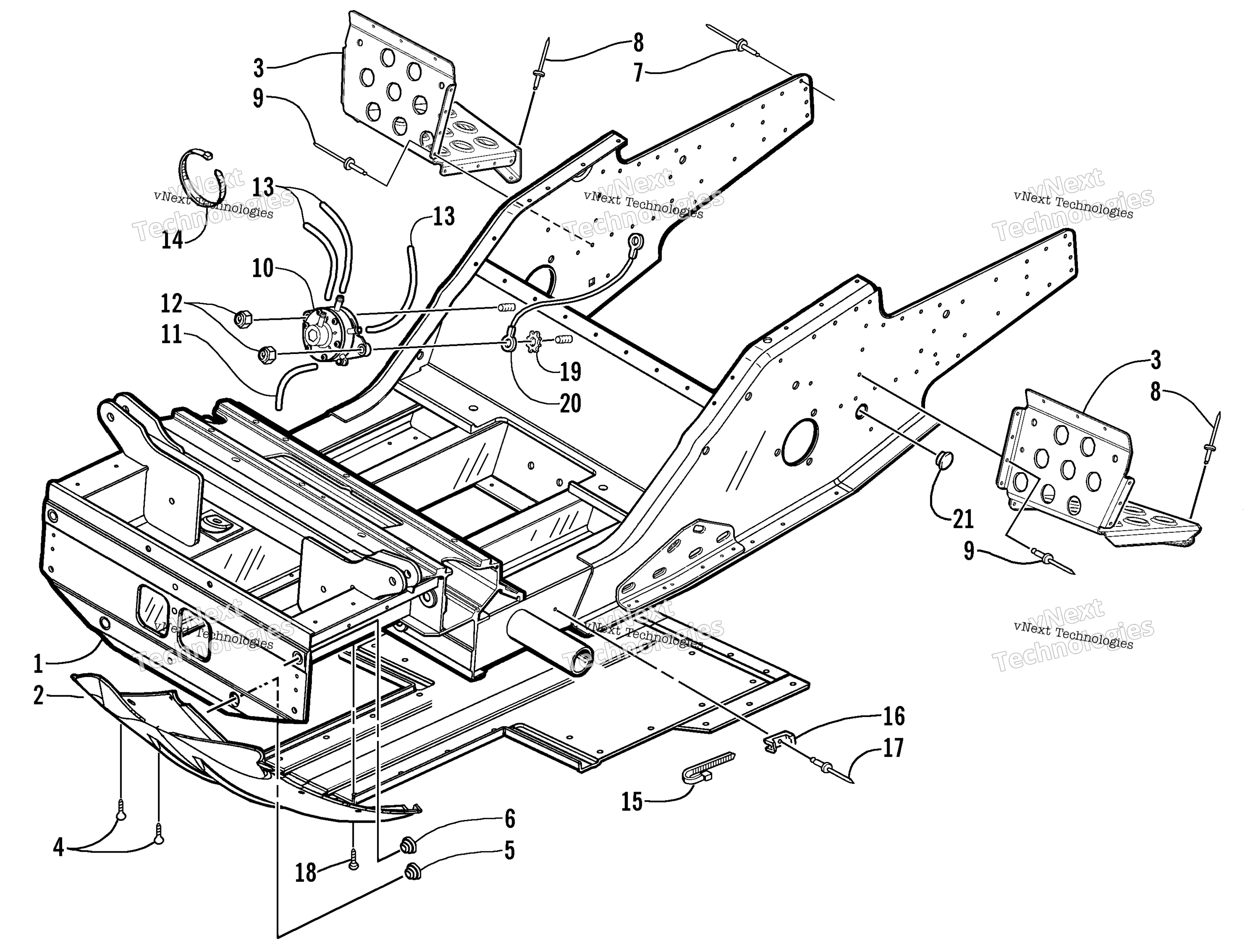 Передняя часть Frame And Footrest Assembly