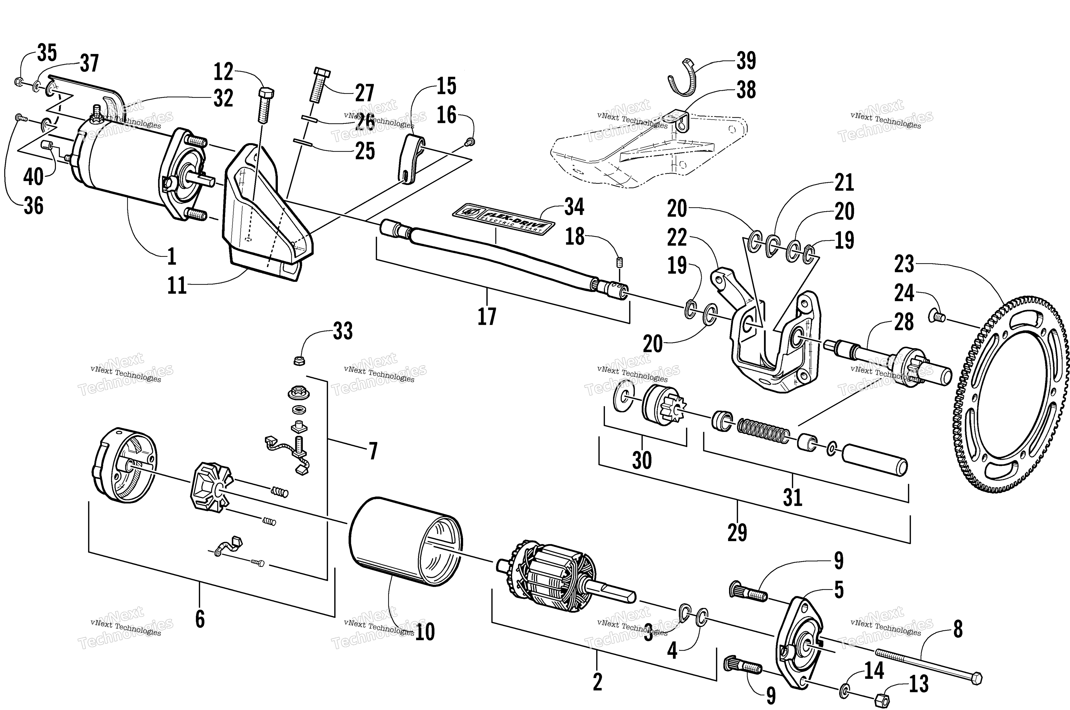 Flex привод Starter Motor узел (Esr)