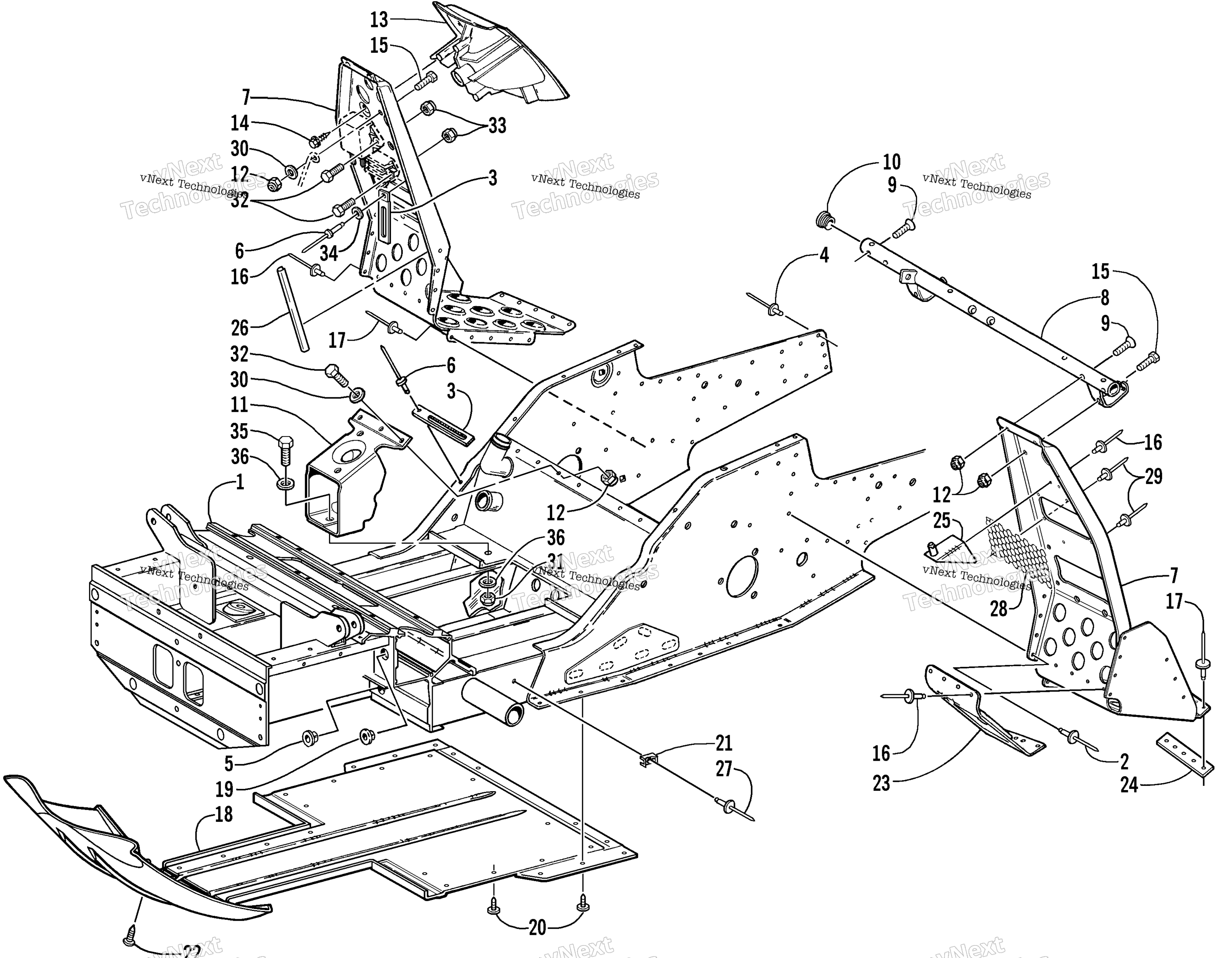 Передняя часть Frame And Footrest Assembly