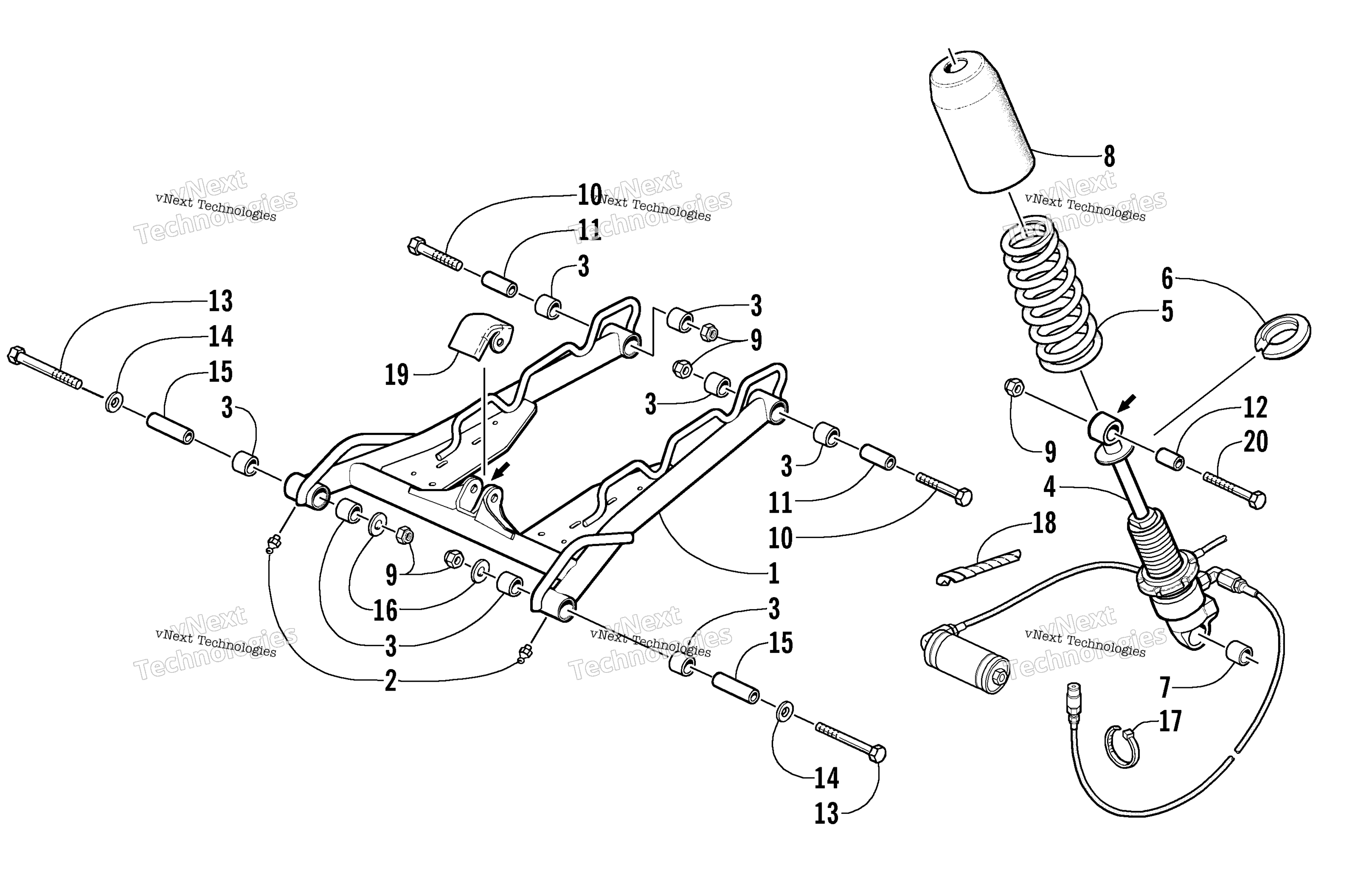 Задняя подвеска Front Arm Assembly (Cross Country)