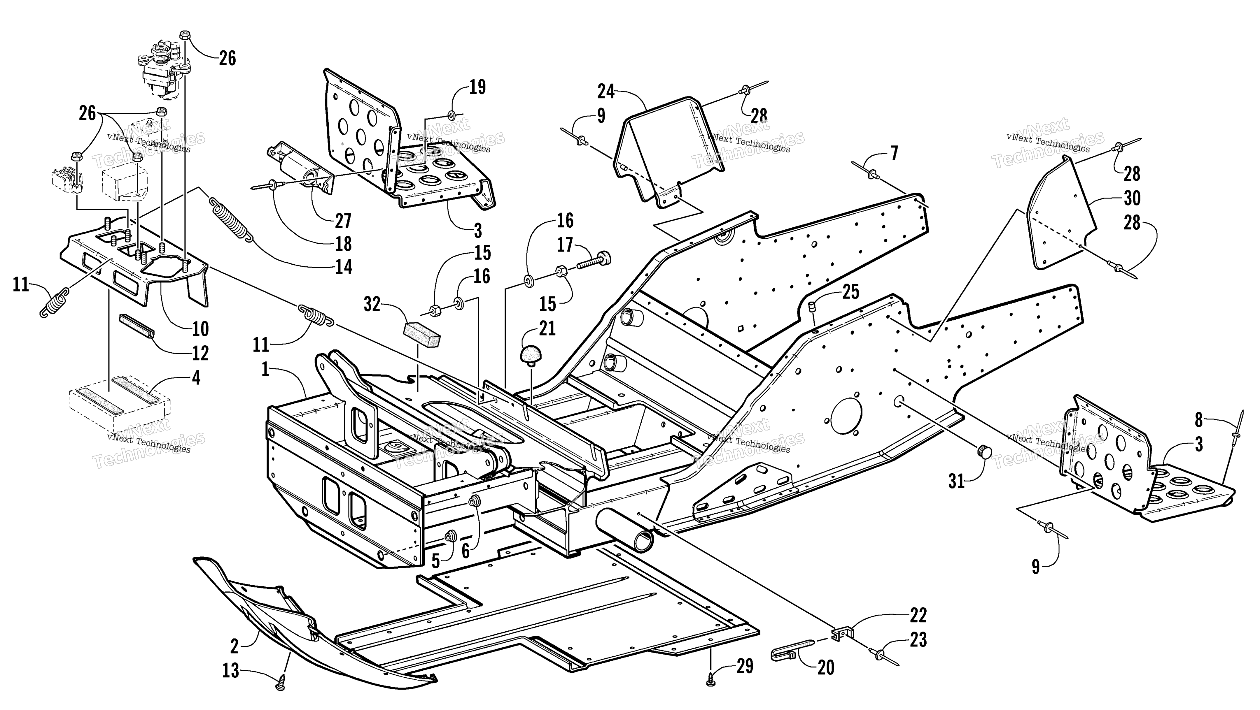 Передняя часть Frame And Footrest Assembly