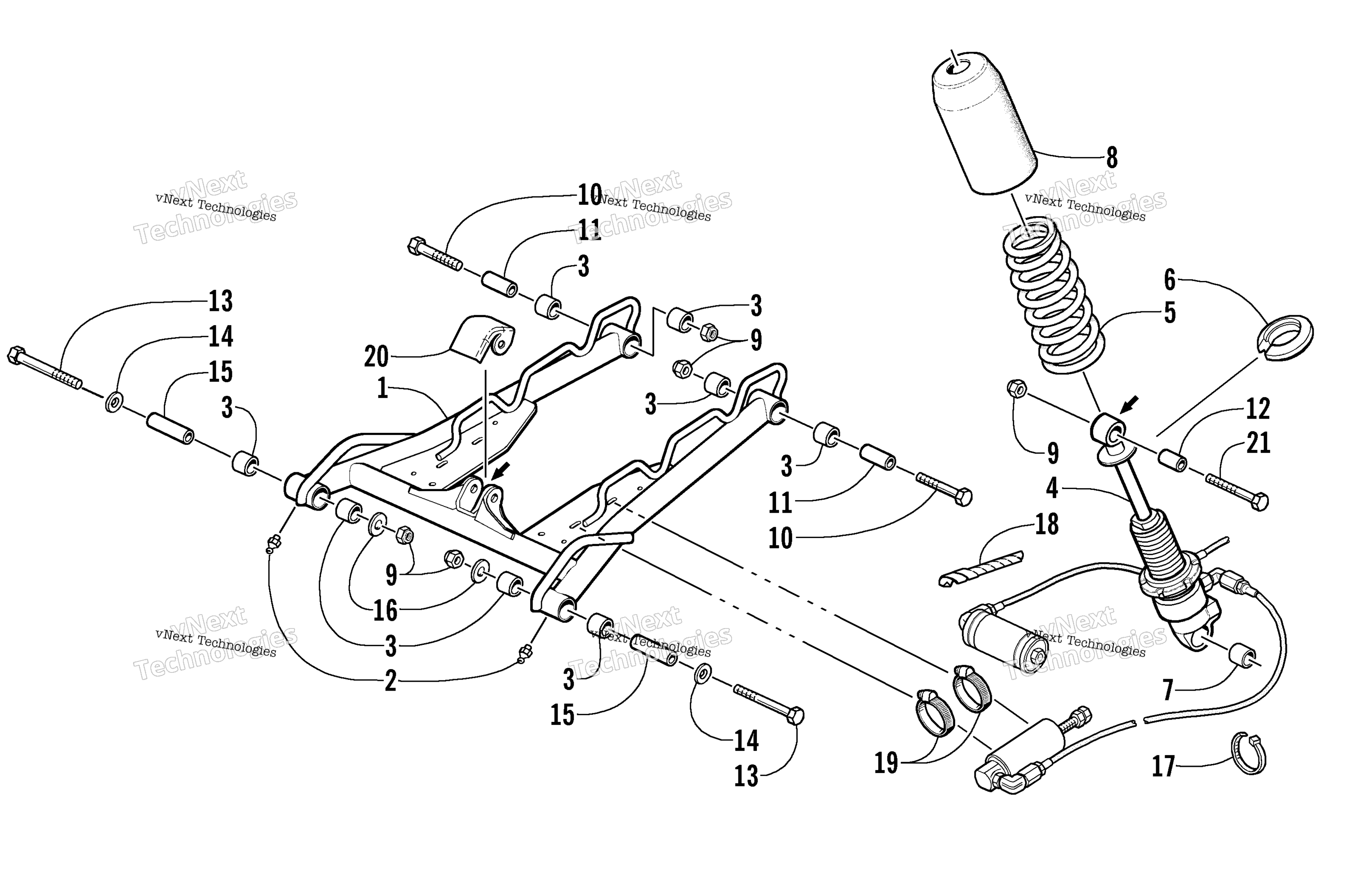 Задняя часть Suspension Front Arm Assembly