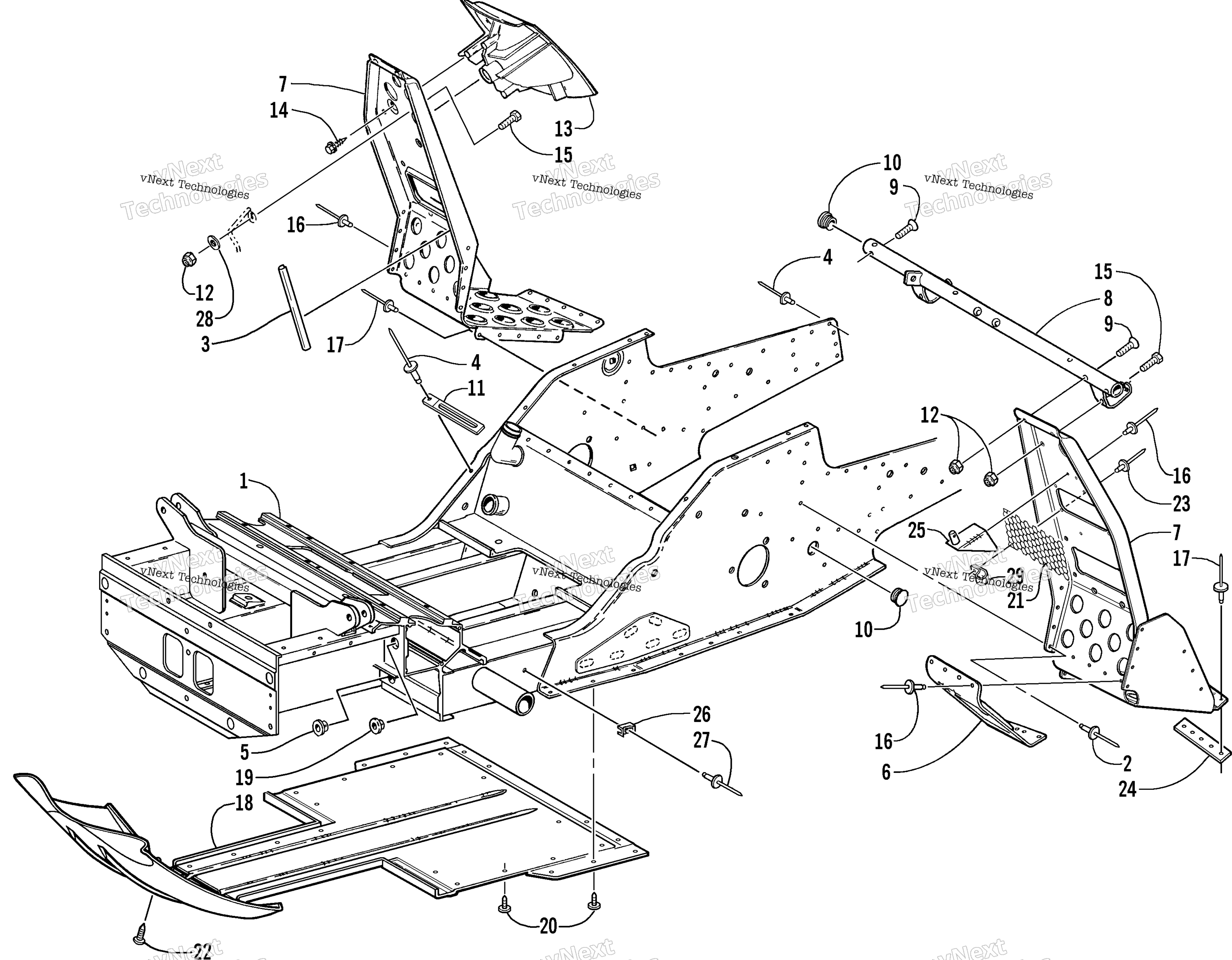 Передняя часть Frame And Footrest Assembly