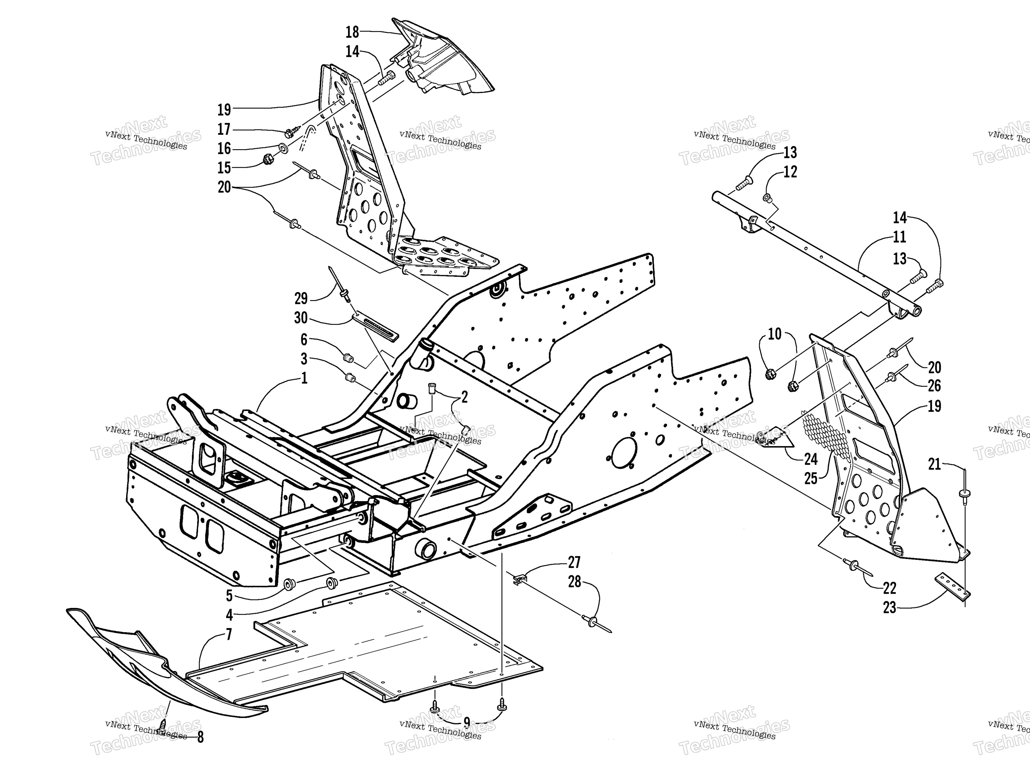 Передняя часть Frame And Footrest Assembly