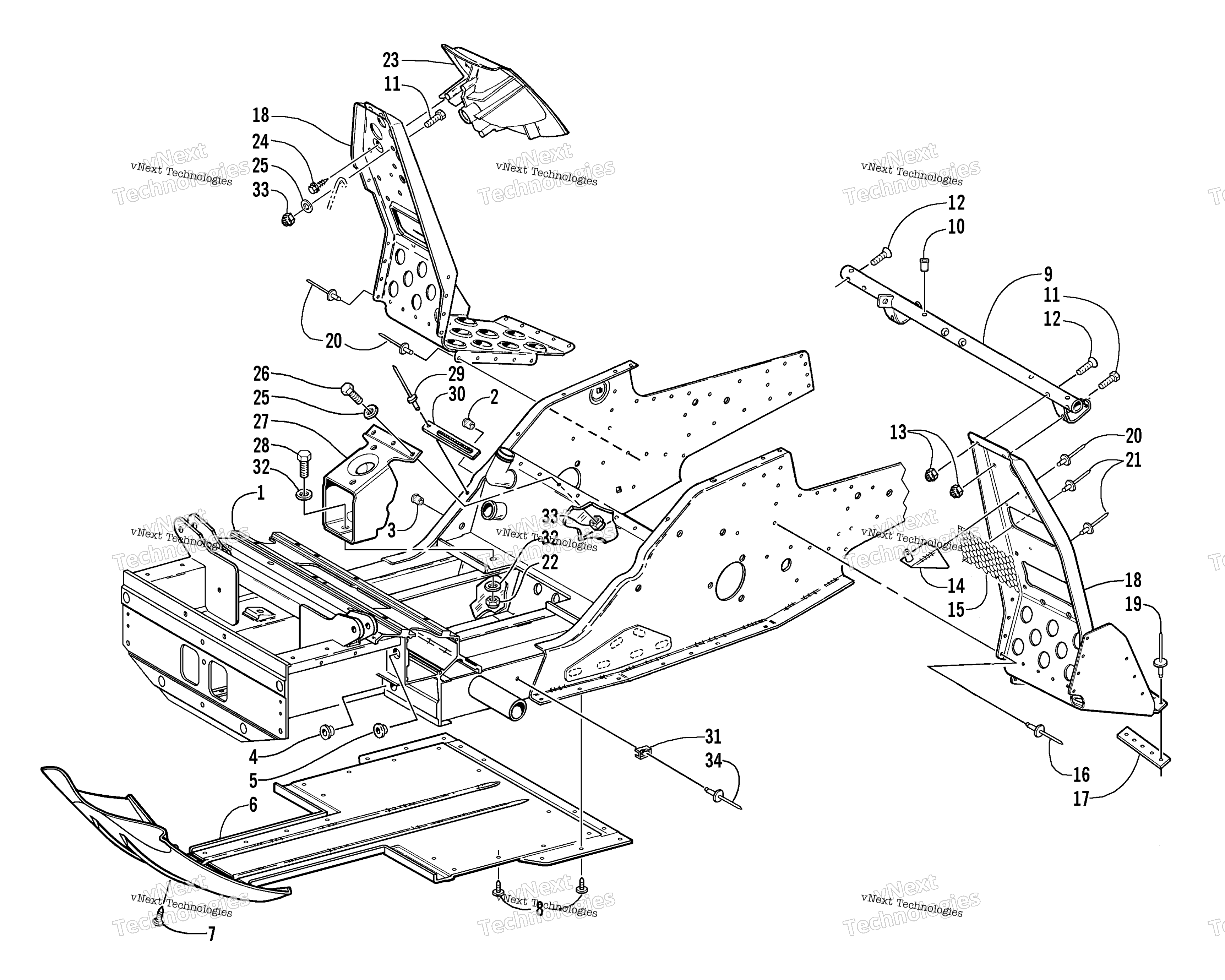 Передняя часть Frame And Footrest Assembly