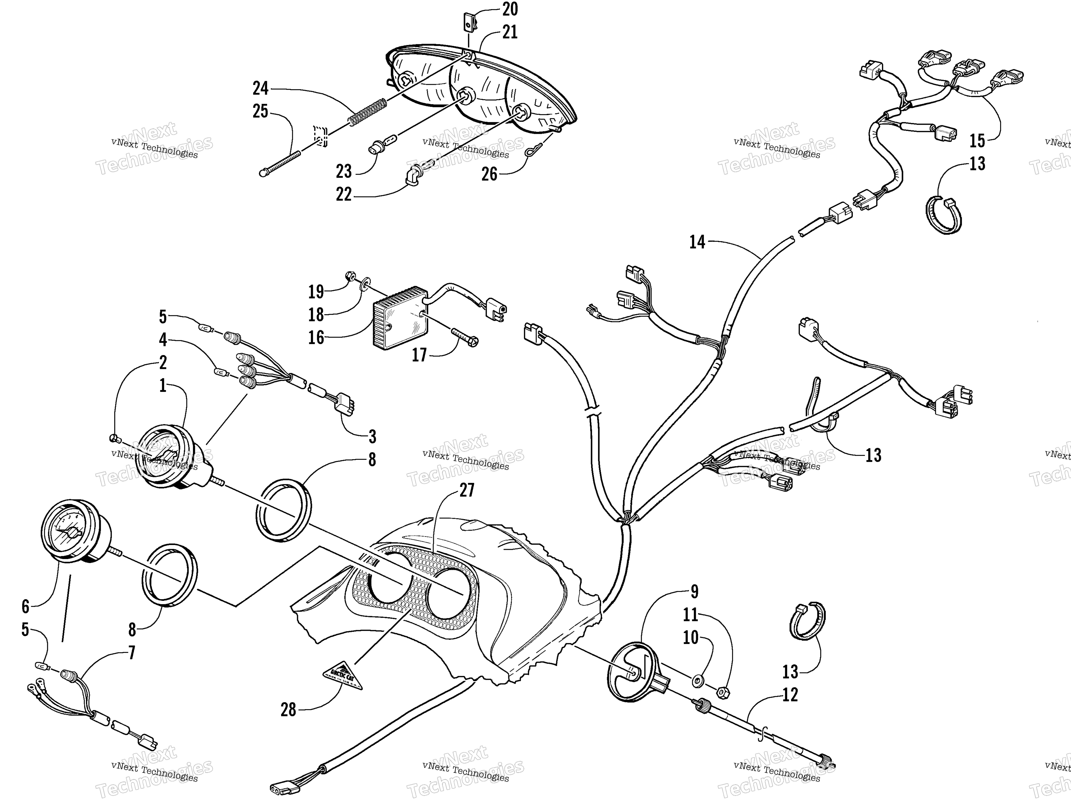 Headlight, Instruments, и Wiring Assemblies