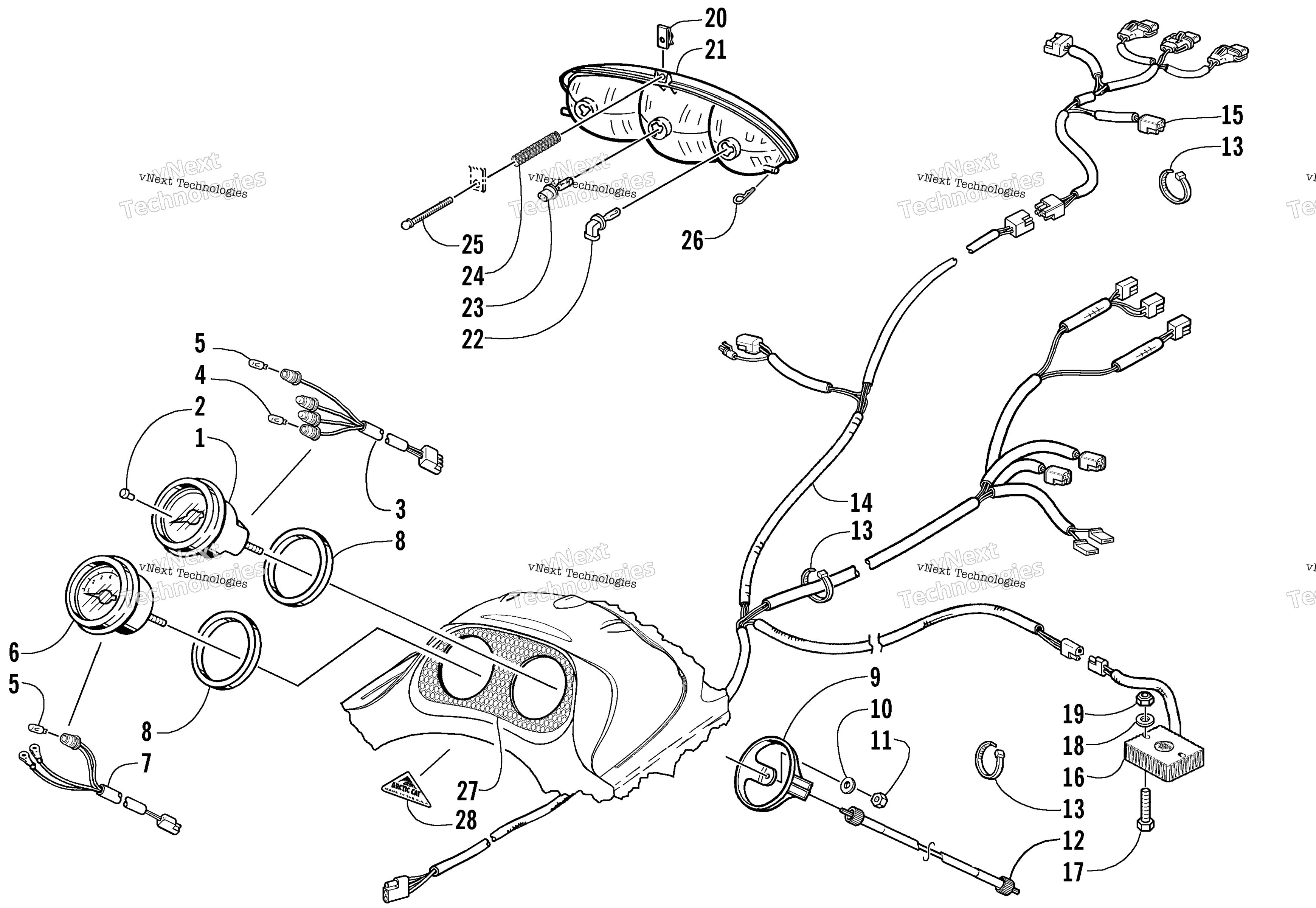 Headlight, Instruments, и Wiring Assemblies