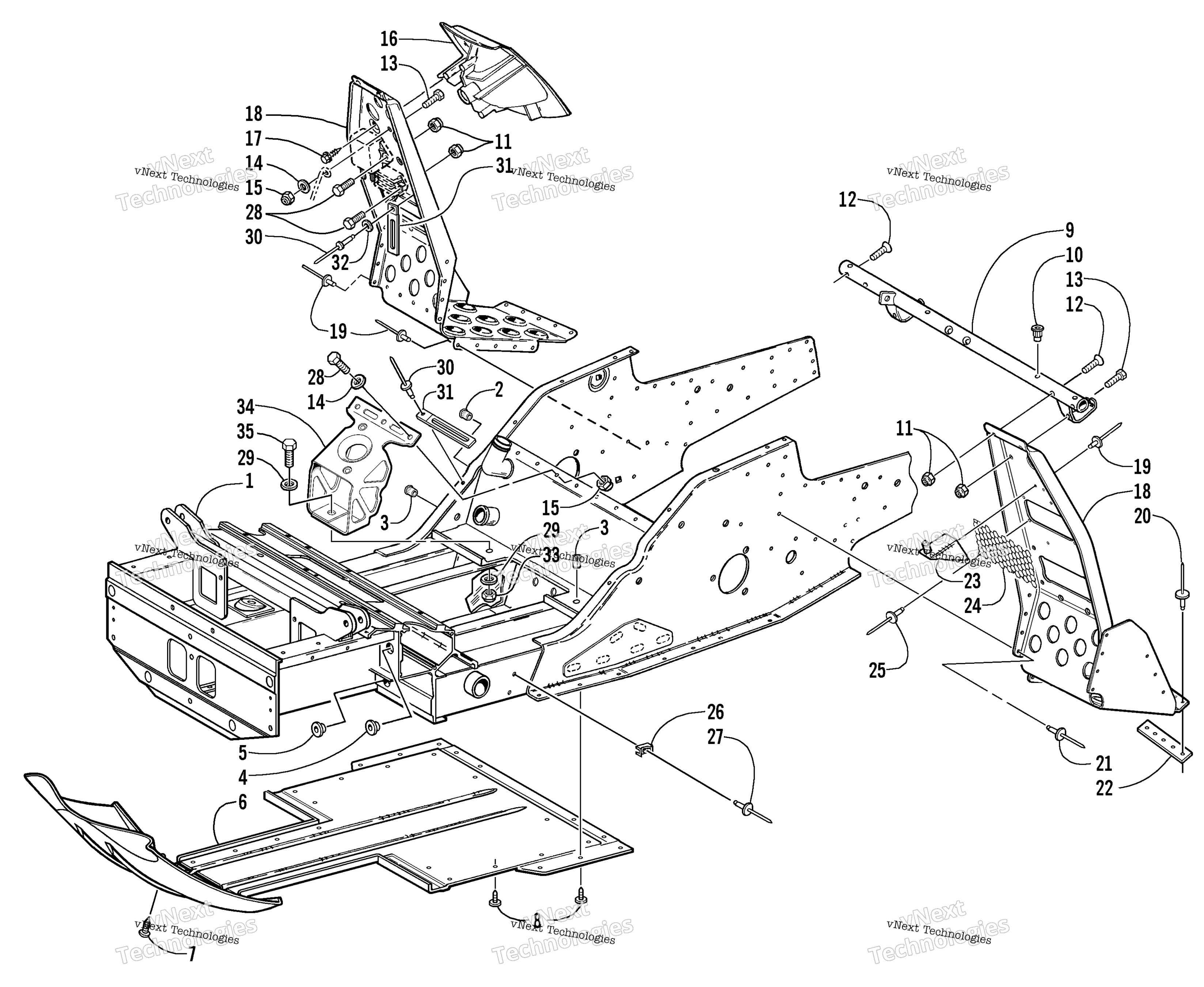 Передняя часть Frame And Footrest Assembly