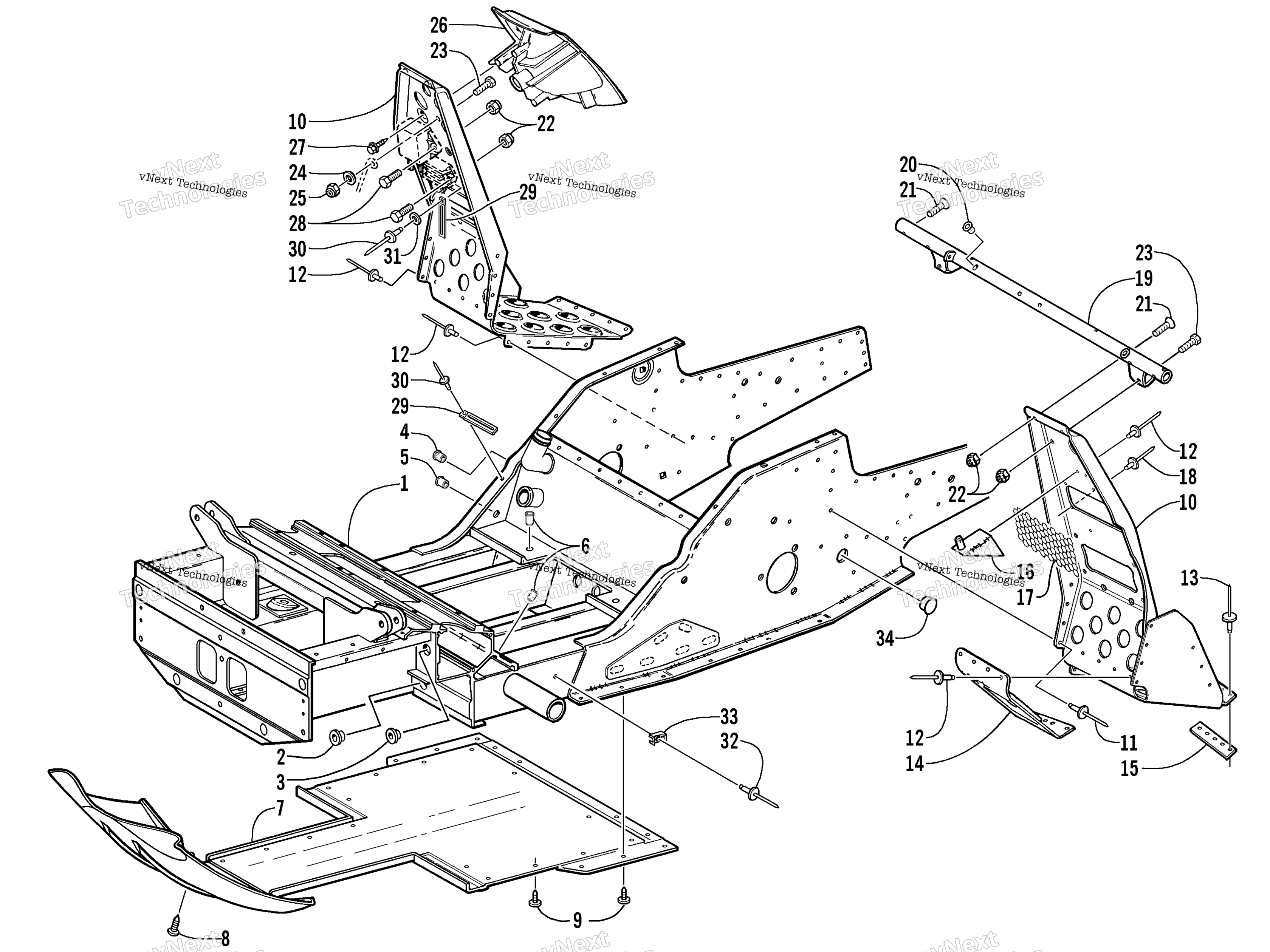 Передняя часть Frame And Footrest Assembly