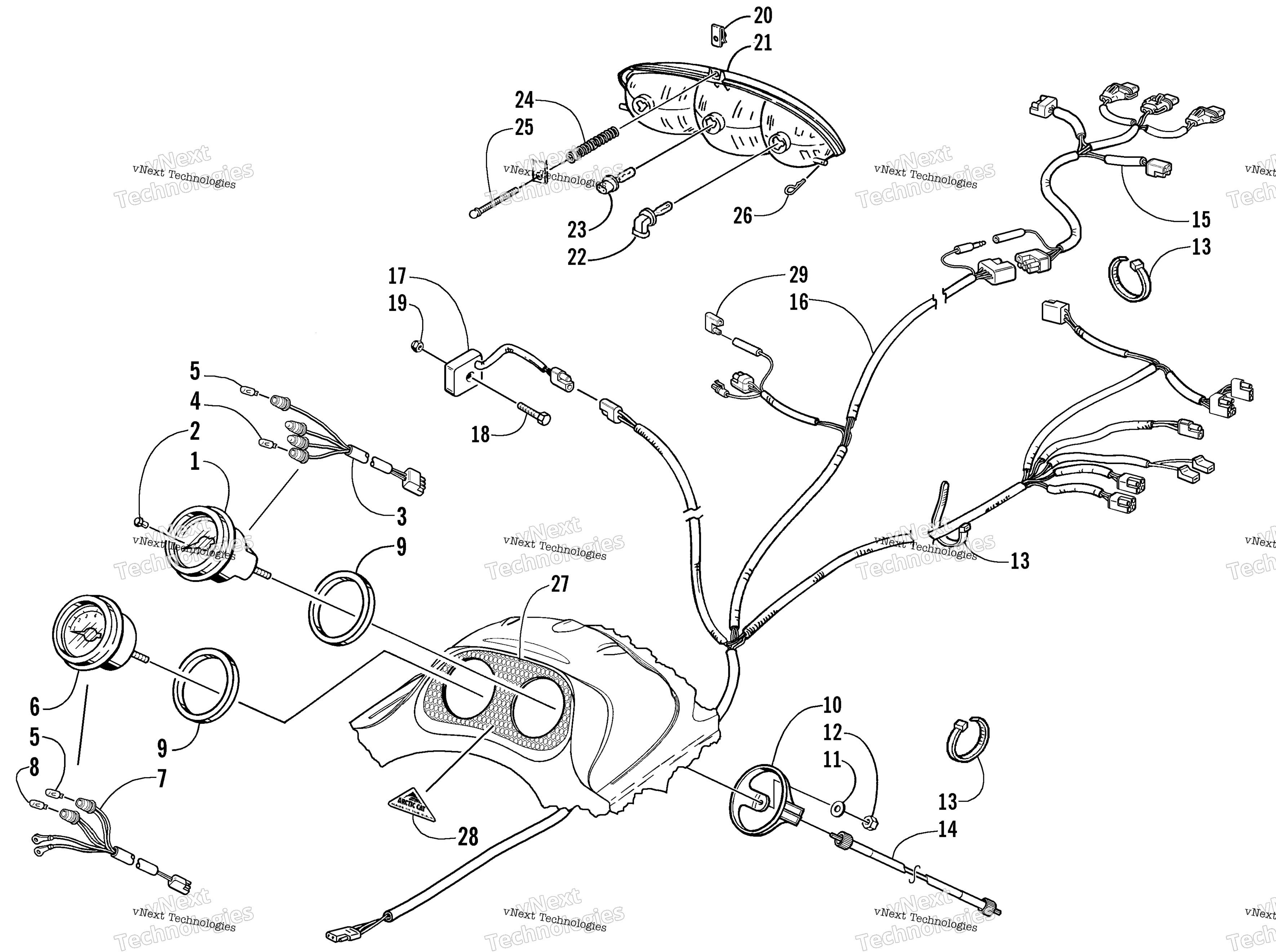 Headlight, Instruments, и Wiring Assemblies