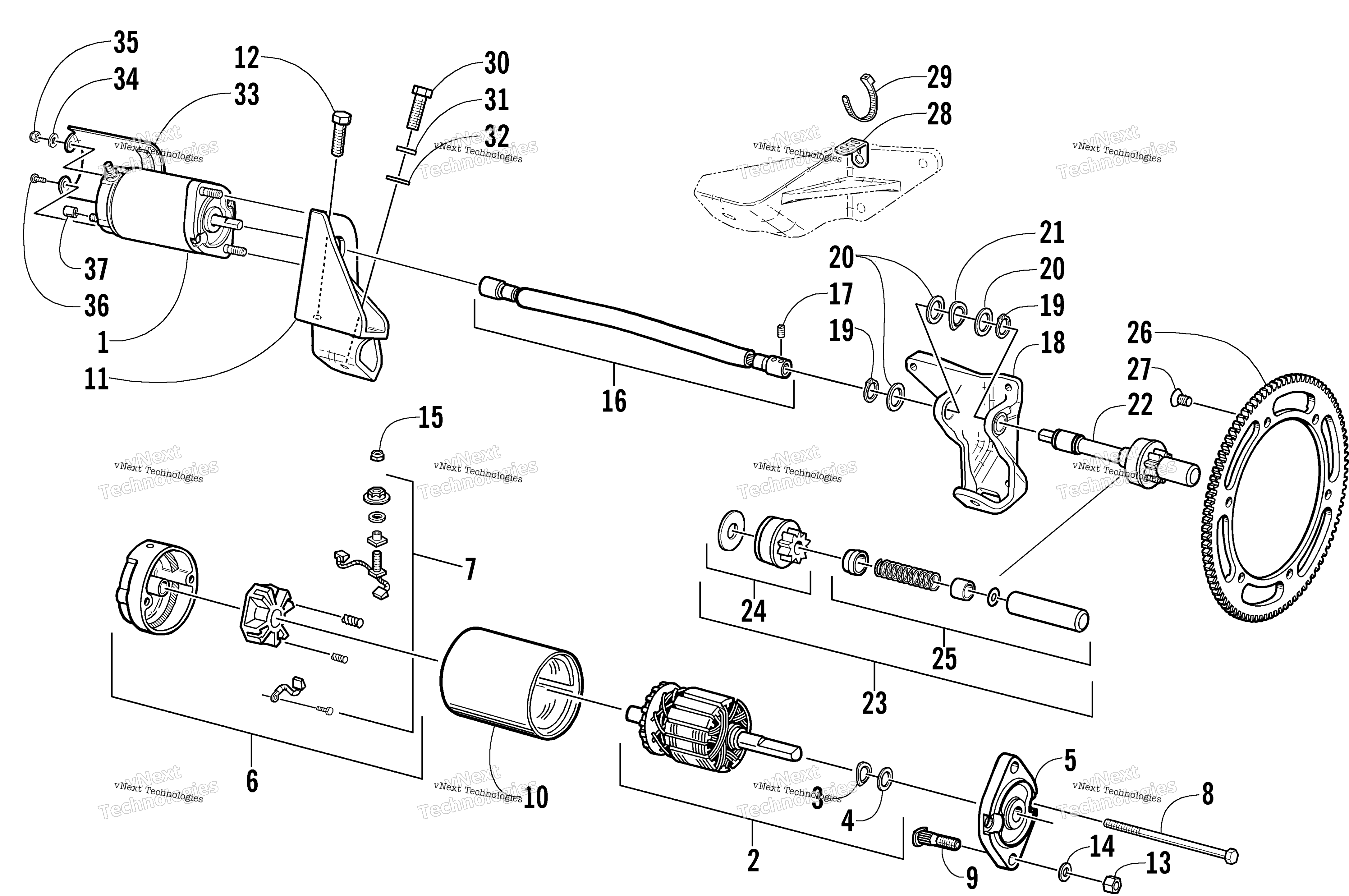 Flex привод Starter Motor узел (Esr)